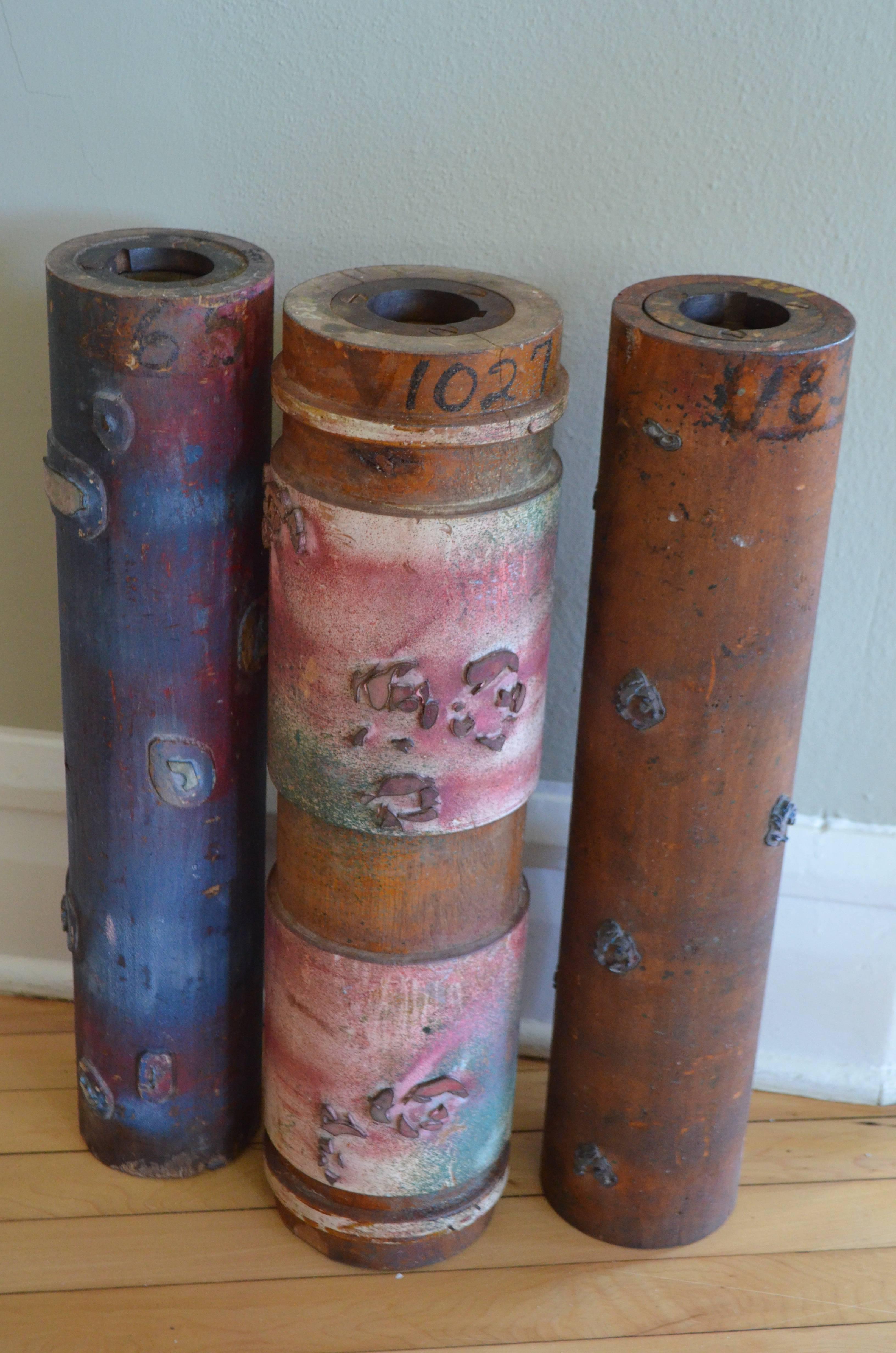 American Wallpaper Printing Rollers as Industrial Artifacts/Vases, Set of Three