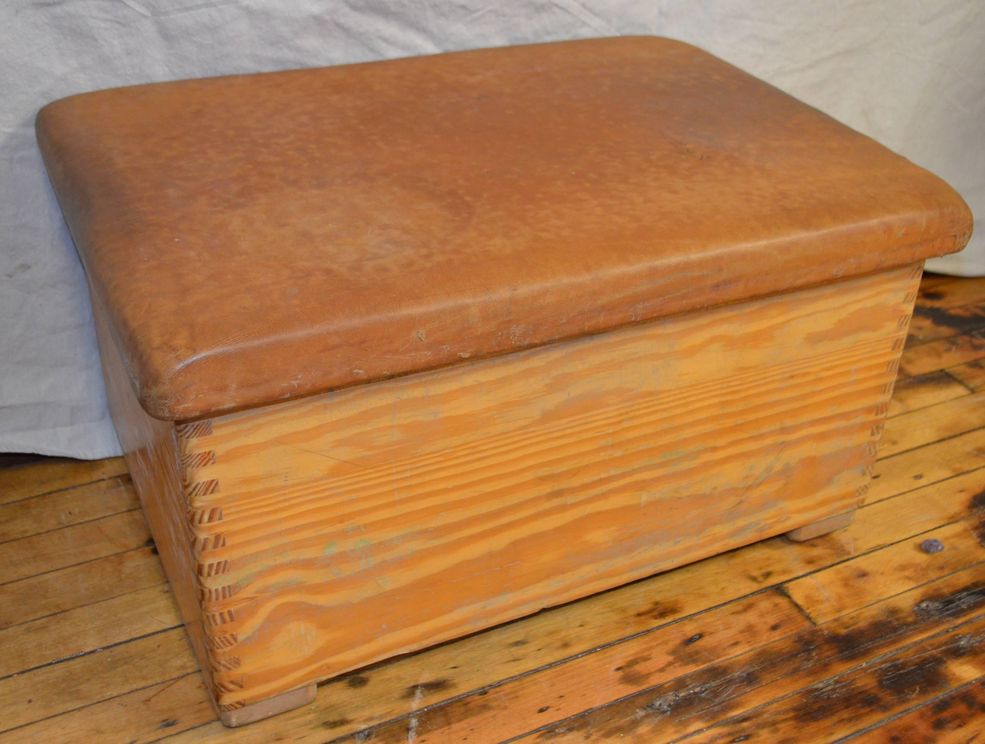 German gymnast bench with leather top. Six available.