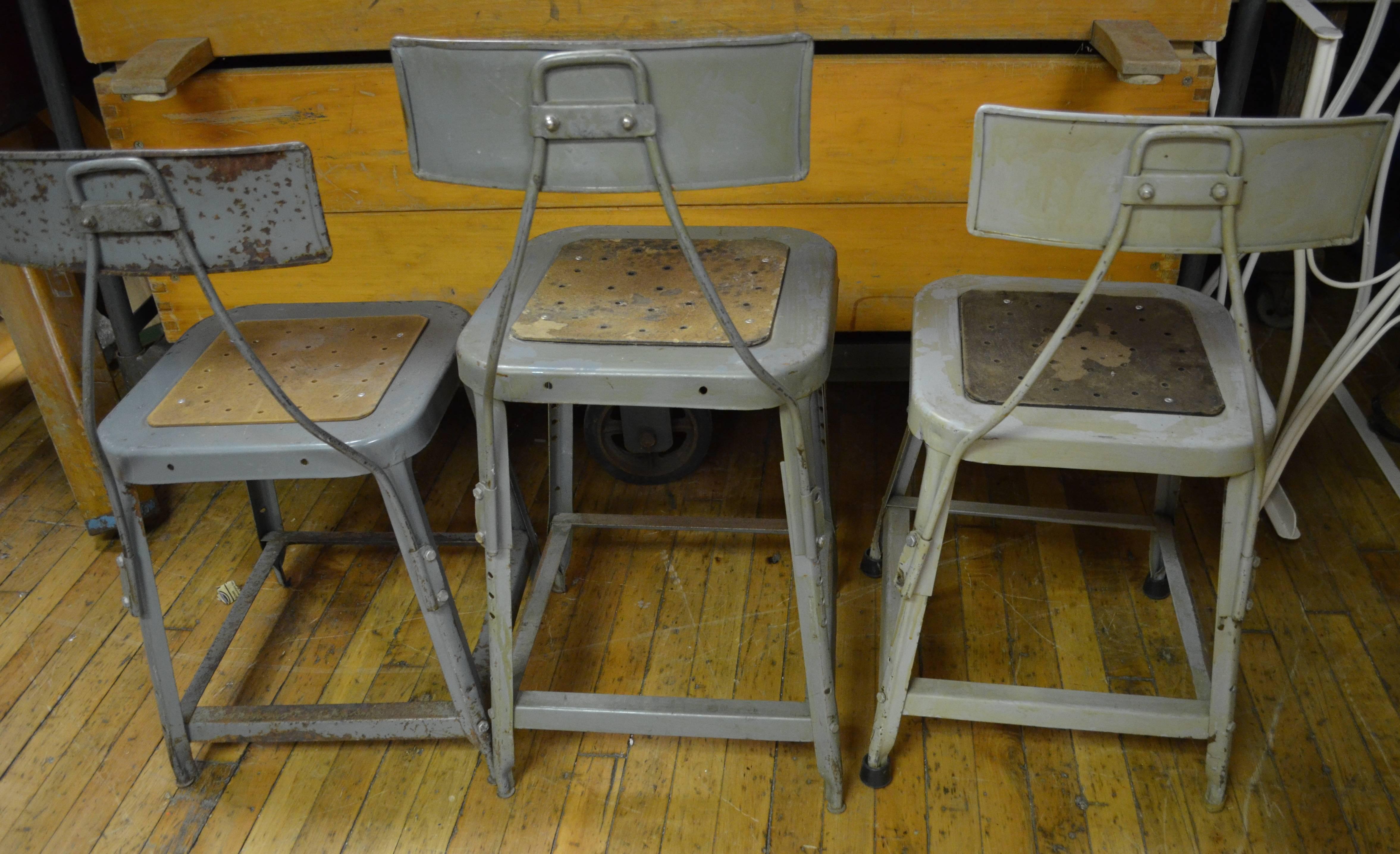 Industrial Steel Chairs, Set of Three 4