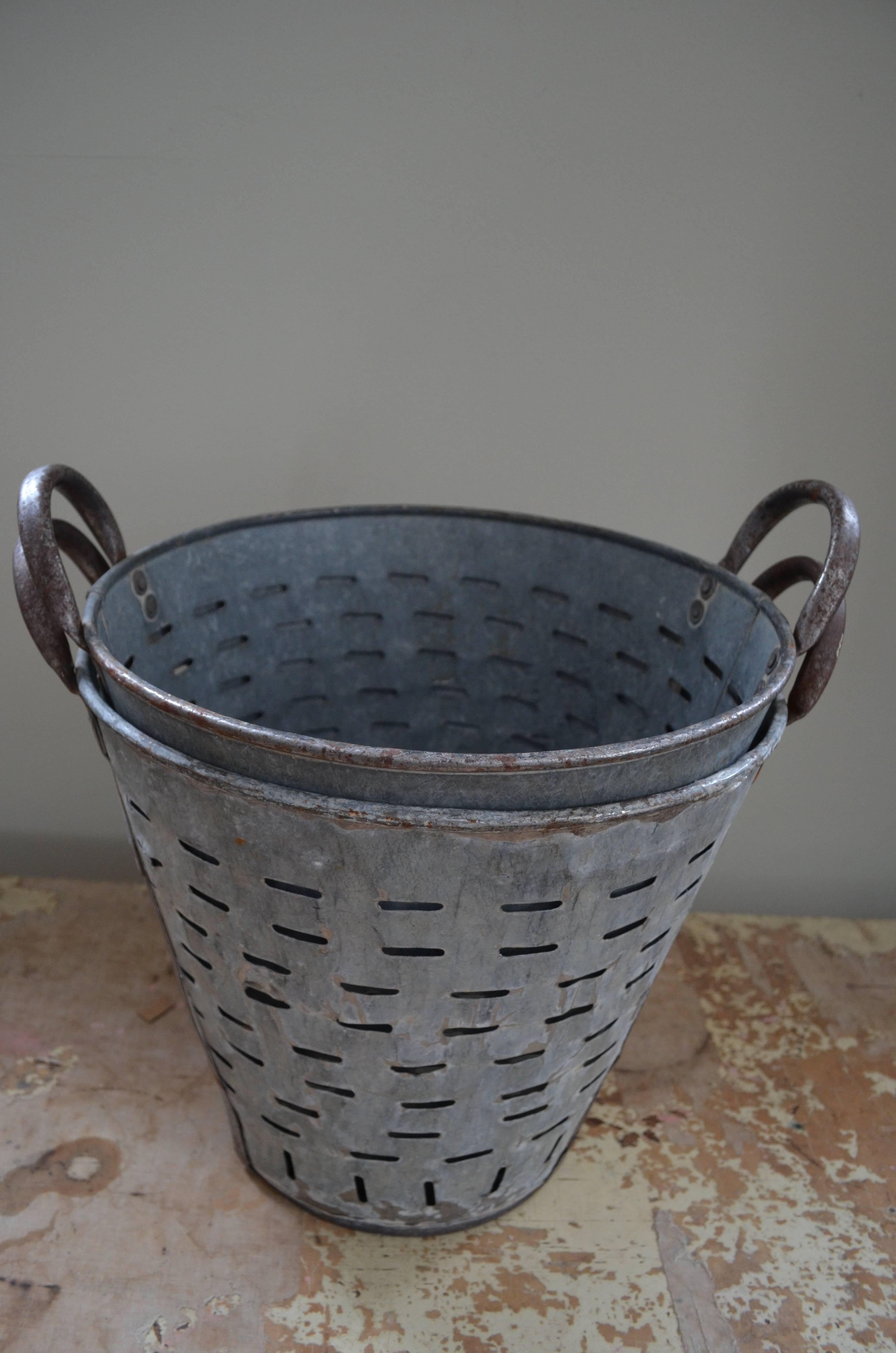 Vintage Turkish Olive Baskets, Pair For Sale 1