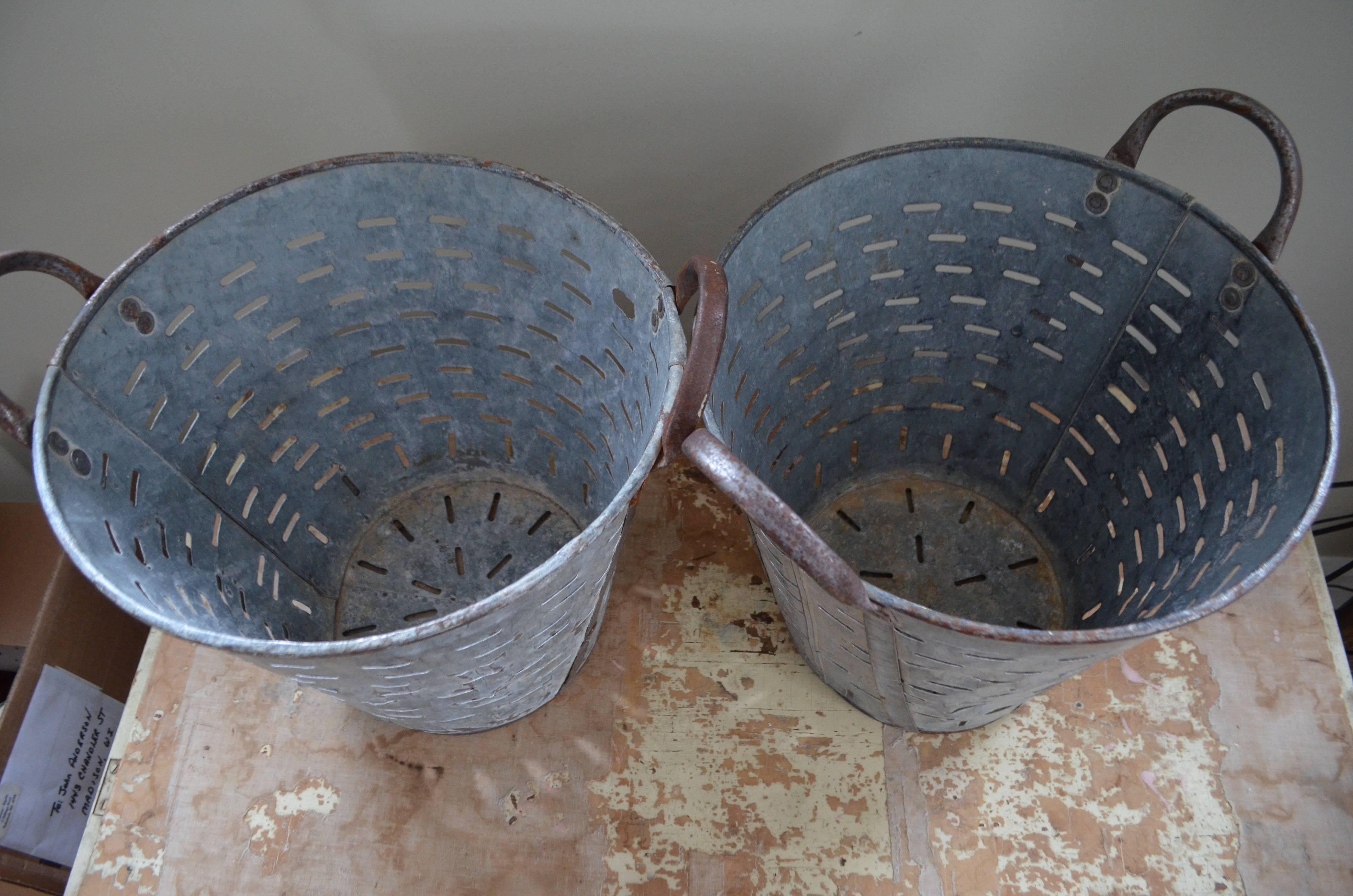 Mid-20th Century Vintage Turkish Olive Baskets, Pair For Sale