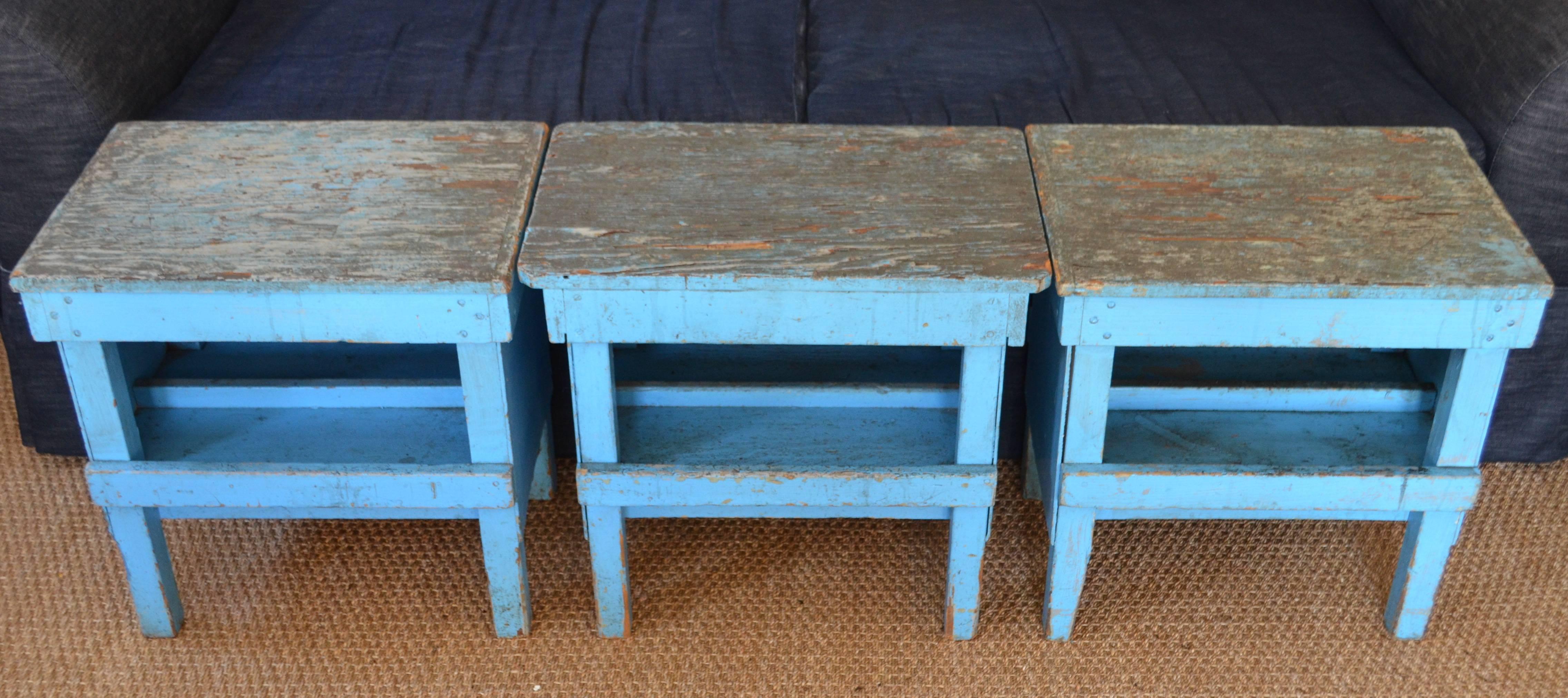 End Tables/Benches from Industrial Factory Work Tables 'Set of 3' 4