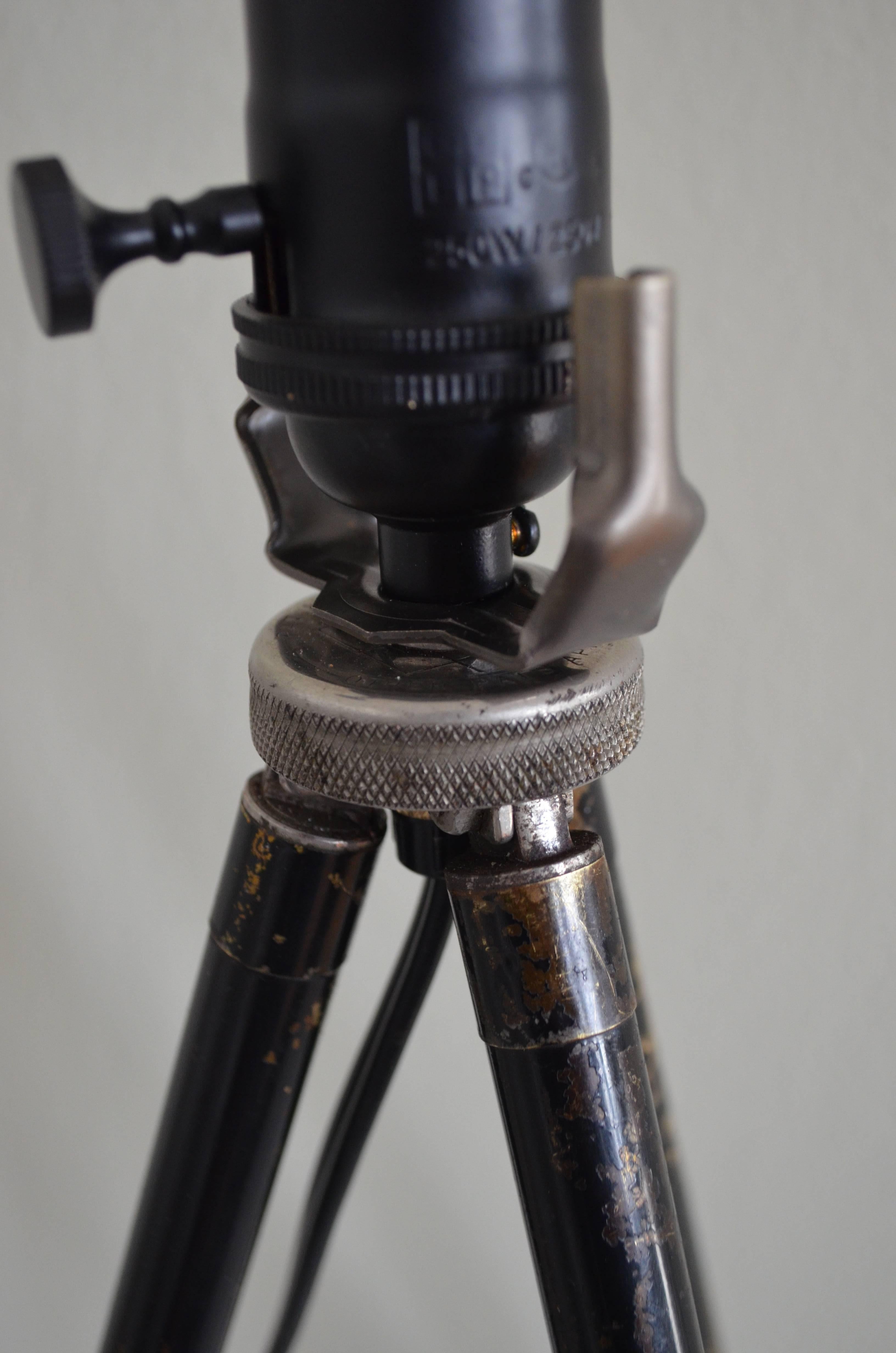 Industrial Lamp for Table or Floor Made from Photographer's Tripod