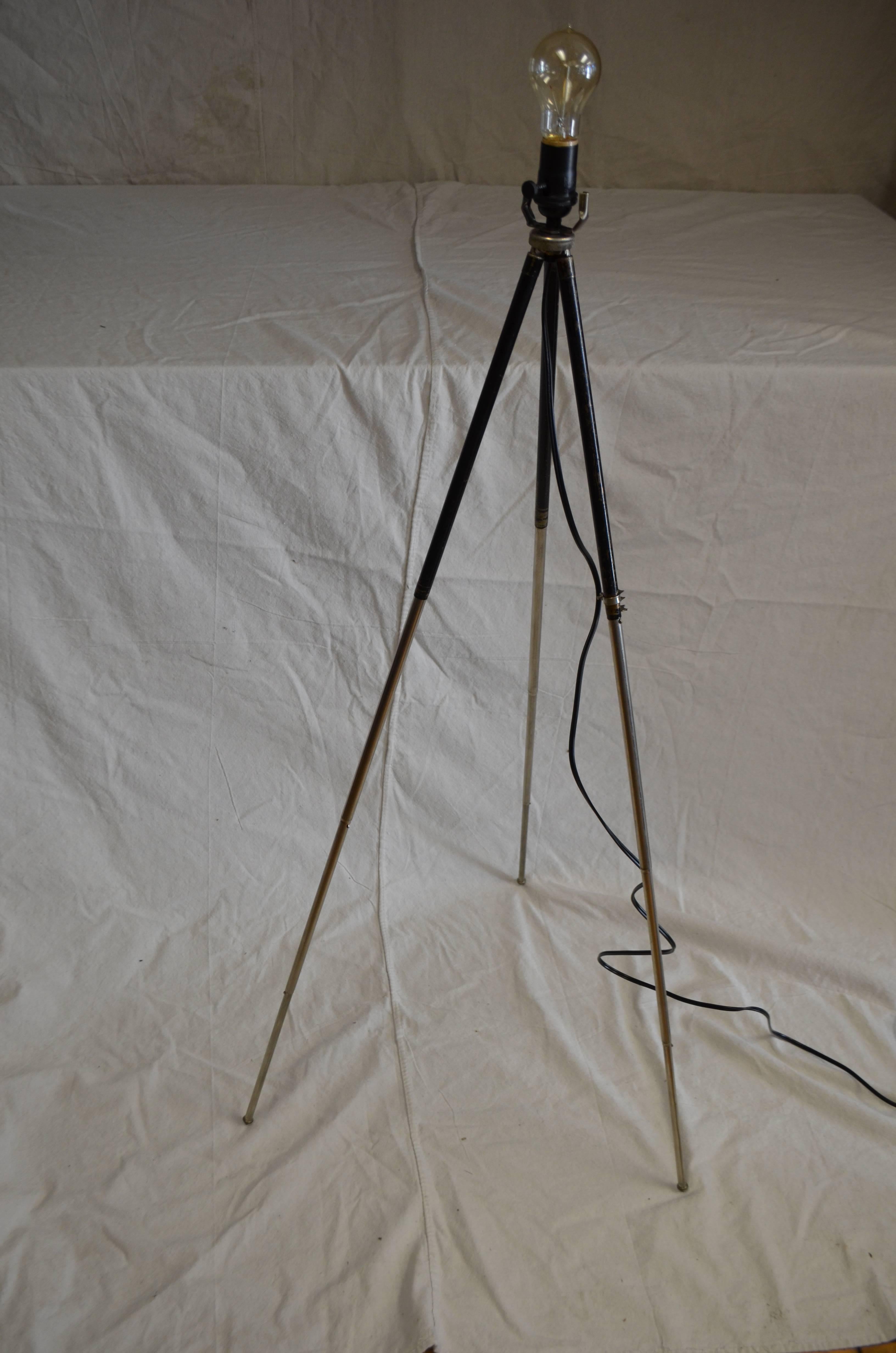 20th Century Lamp for Table or Floor Made from Photographer's Tripod