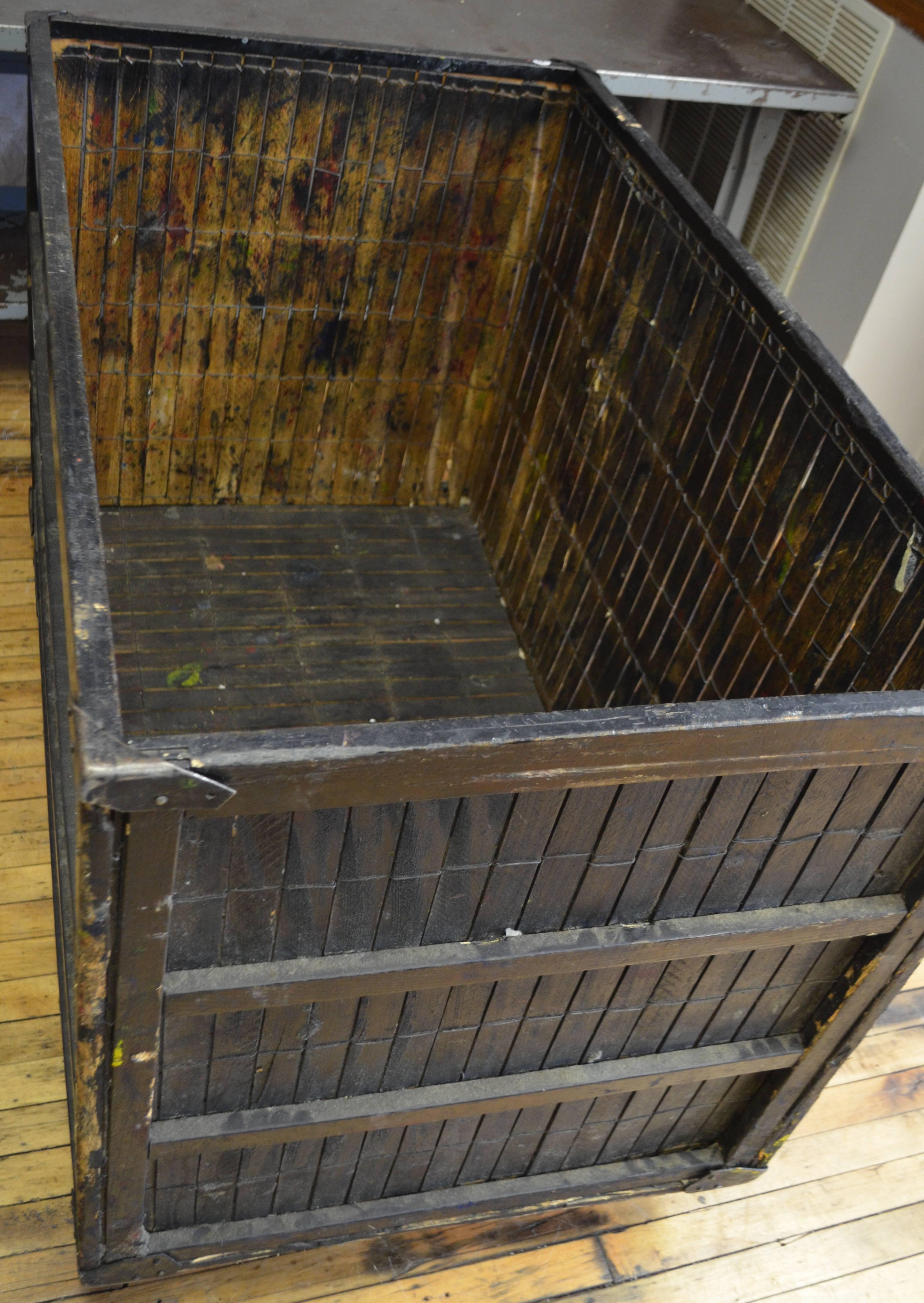 Industrial Mid-Century Crate on Wheels from Newspaper Printing Plant