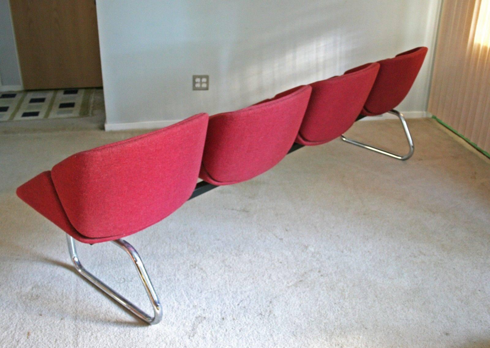 American Mid-Century Bench by Thonet with Four Chairs