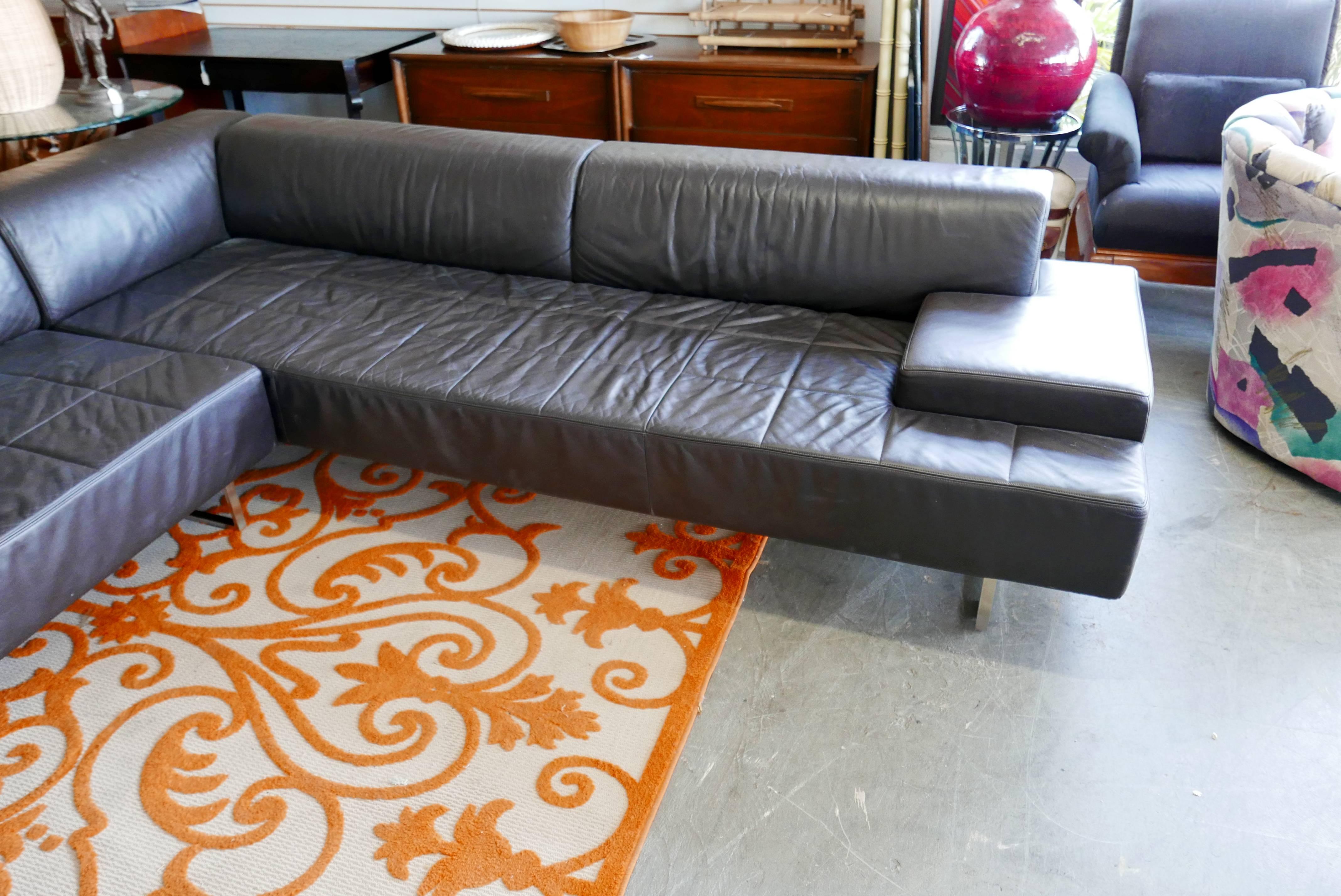 Sectional Sofa of Italian Leather from Poltrona Frau, circa 1970s In Excellent Condition In Madison, WI