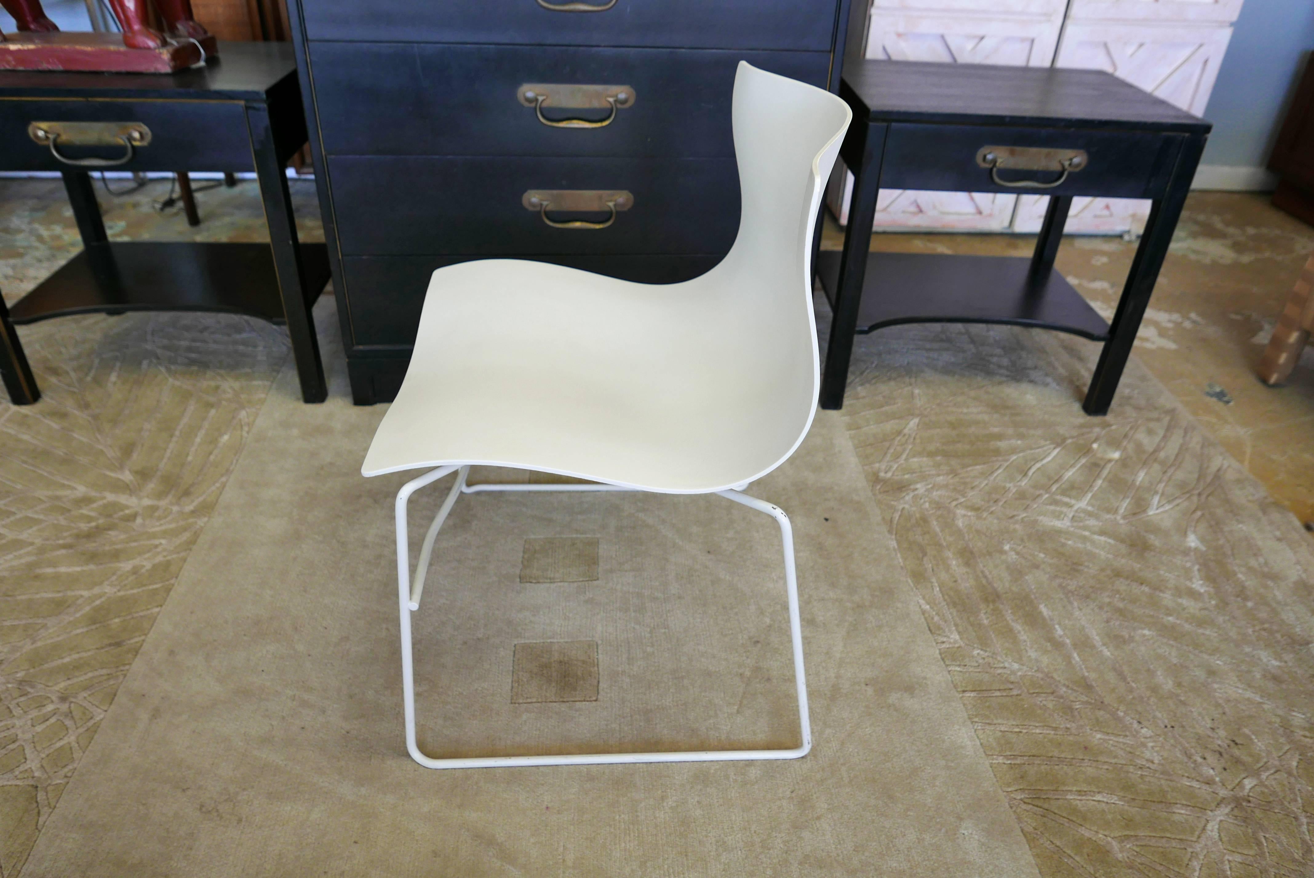 Late 20th Century Knoll Mid-Century Chairs in White, Pair