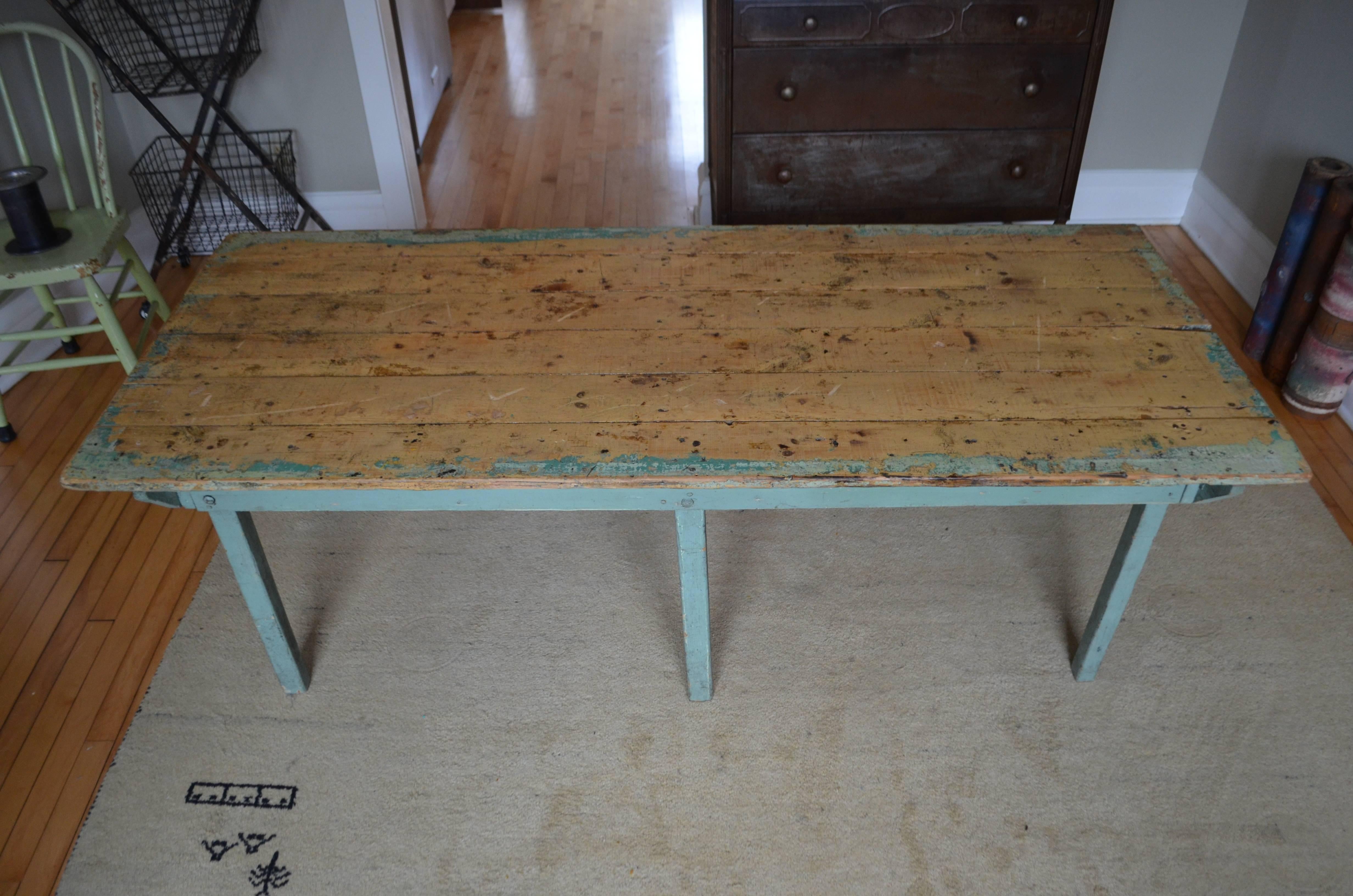 American Children's Furniture: Vintage Wooden Table from Midwestern Schoolhouse