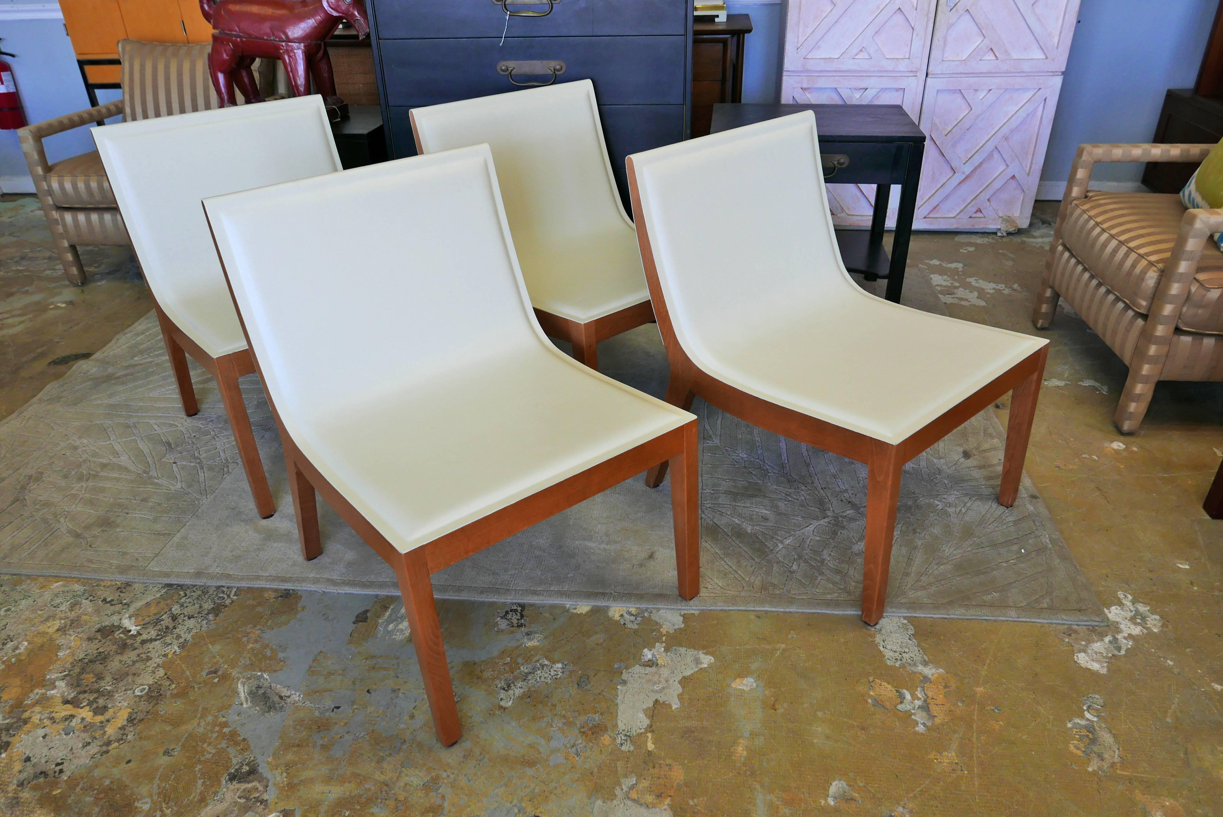 Dining - Hospitality Chairs of White Italian Leather with Maple Coffee Table 2