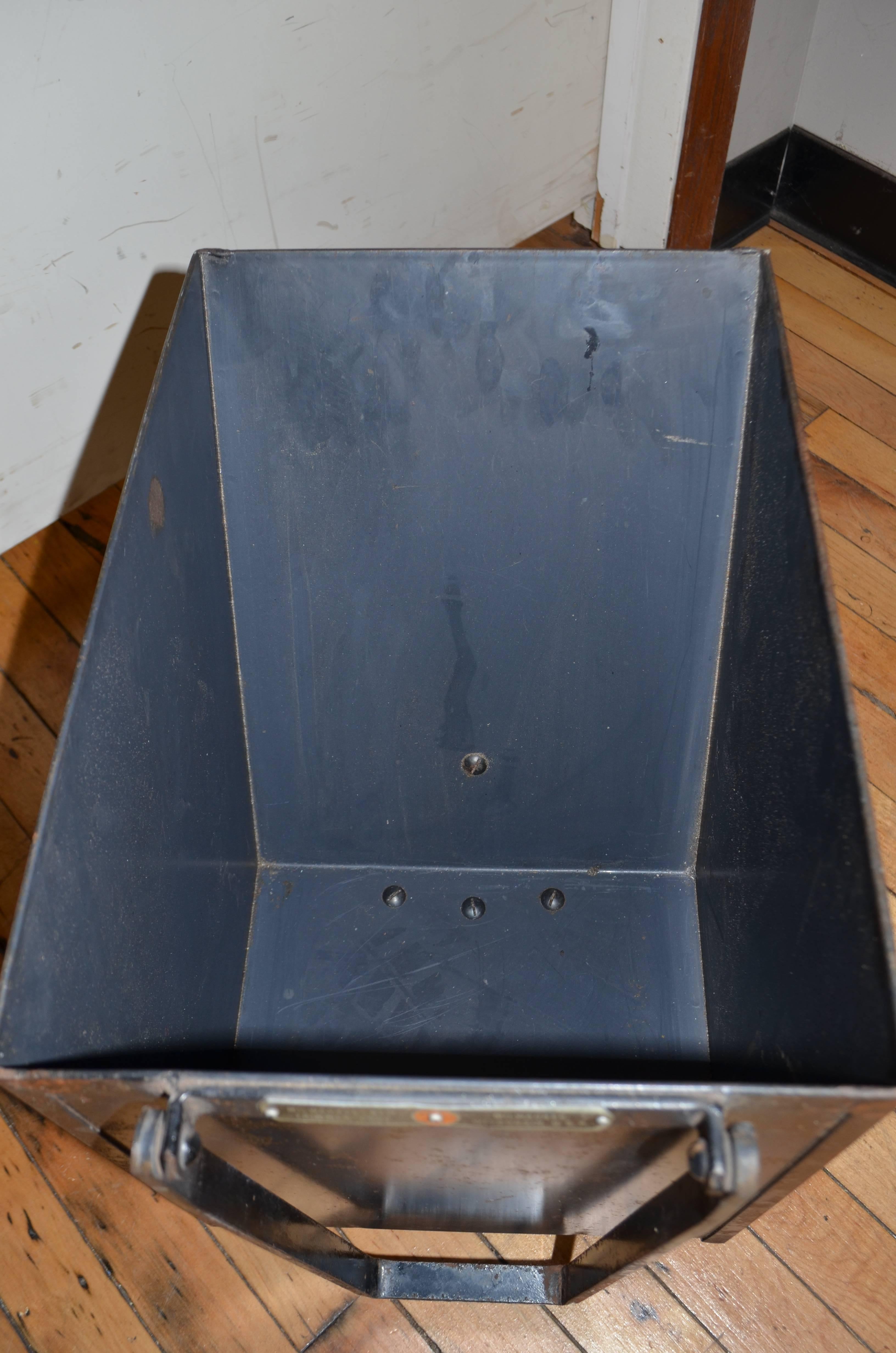 20th Century Steel Coal Cart on Wheels as Mobile Planter