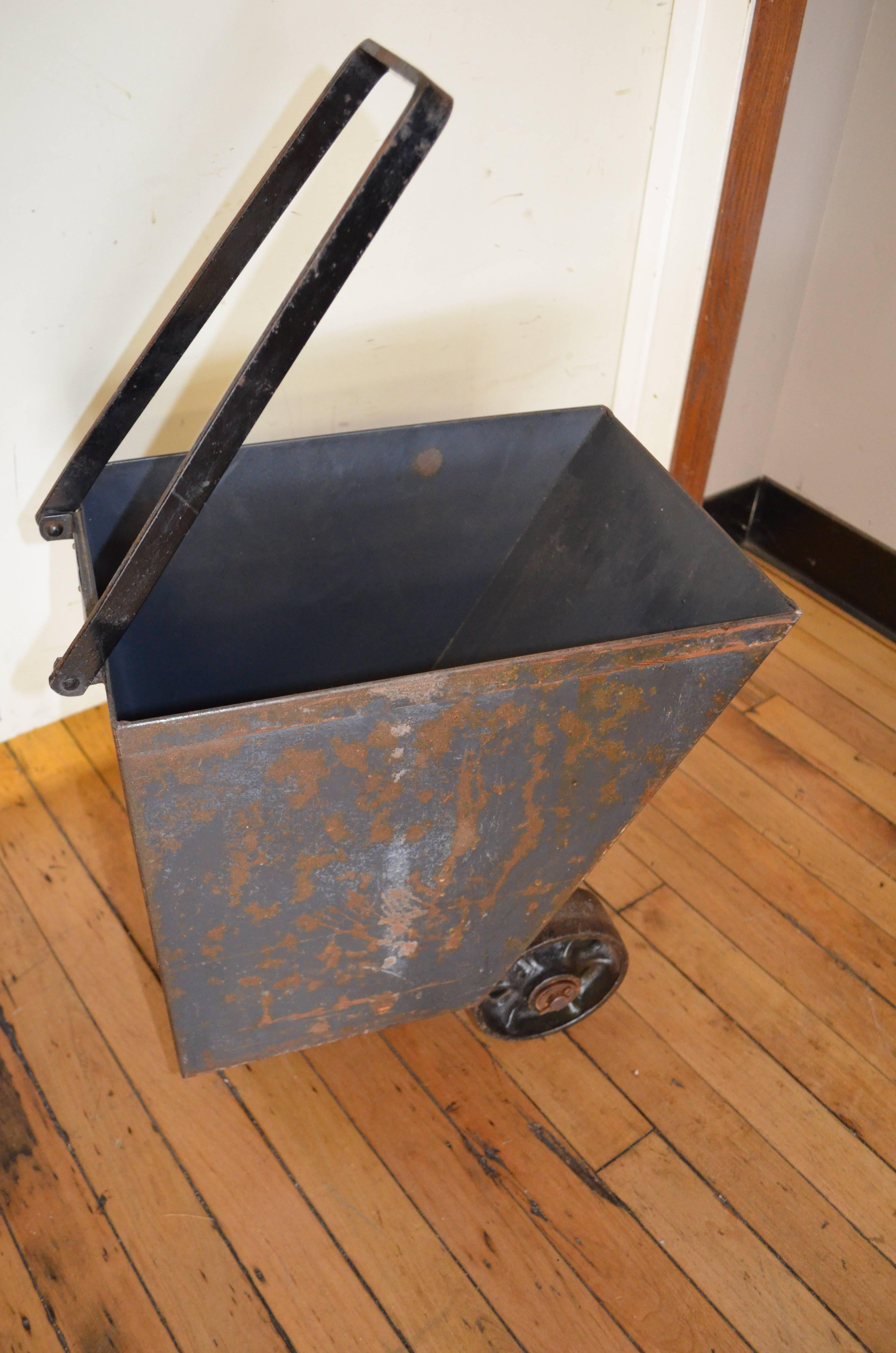 Steel Coal Cart on Wheels as Mobile Planter 1