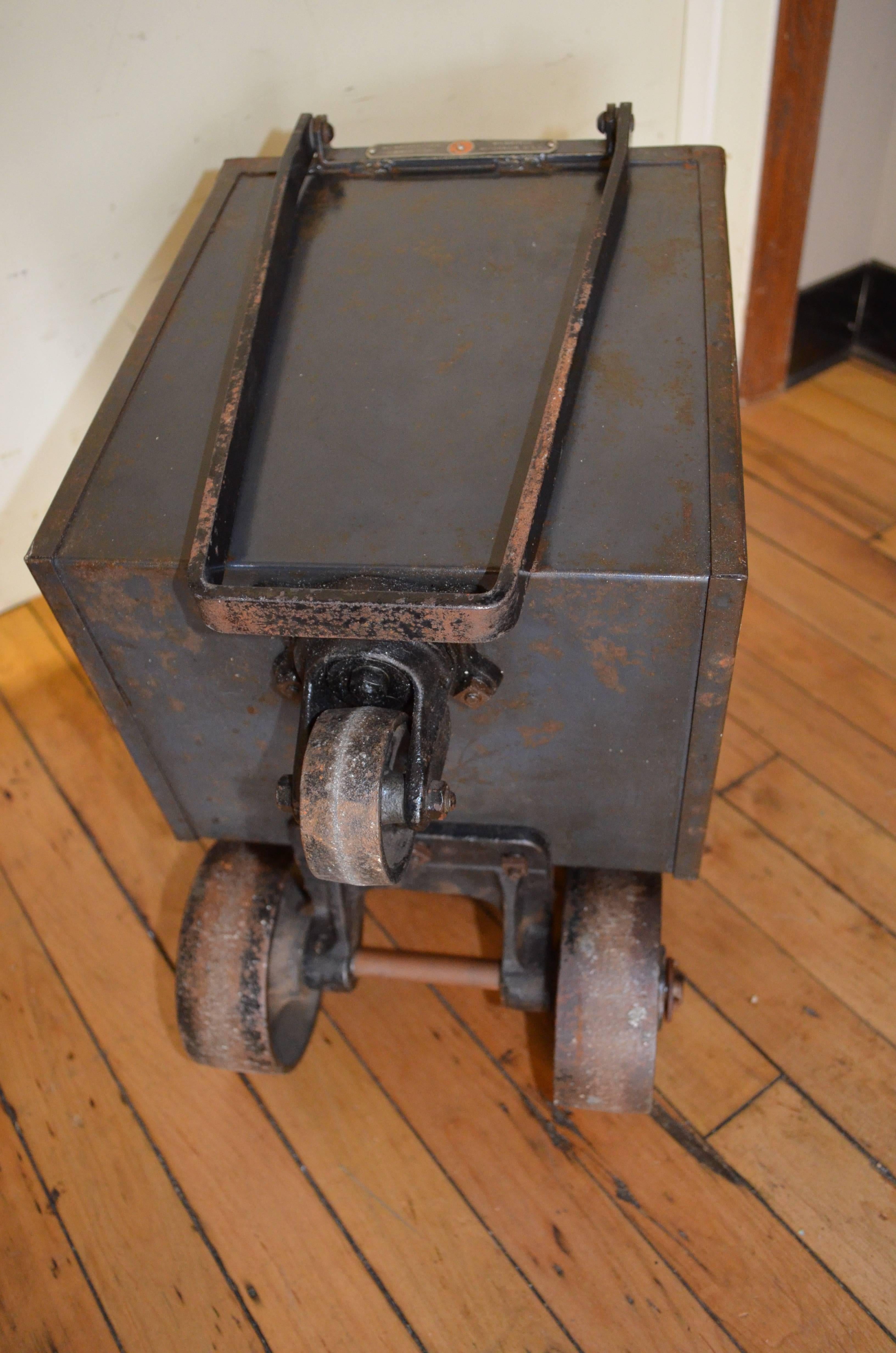 Steel Coal Cart on Wheels as Mobile Planter 2