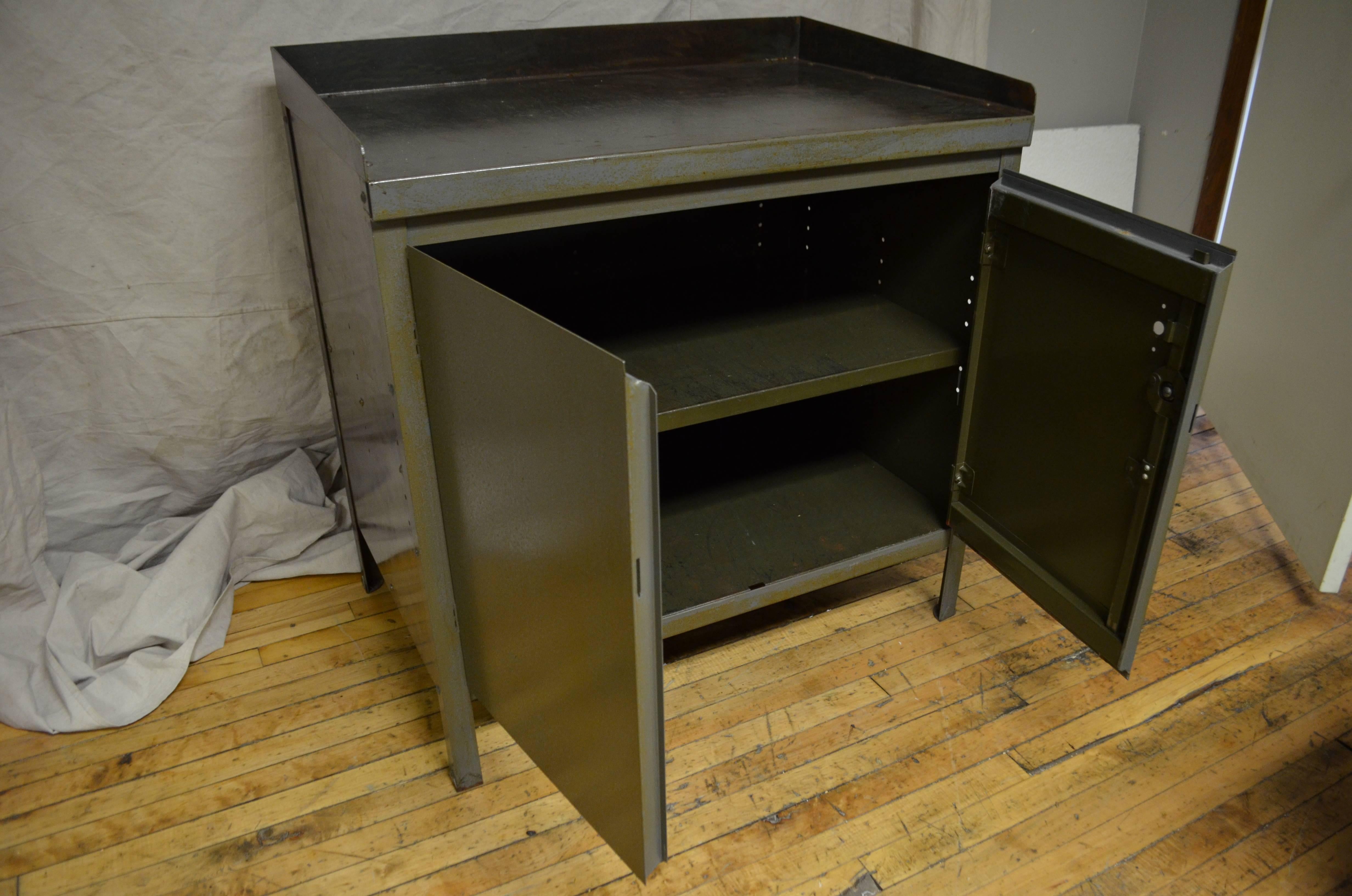 Industrial Steel Two-Door Cabinet In Excellent Condition In Madison, WI