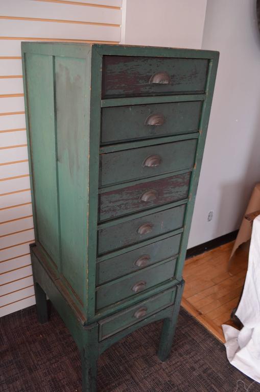 Primitive Refined, Hand-Built, Painted Eight-Drawer ...