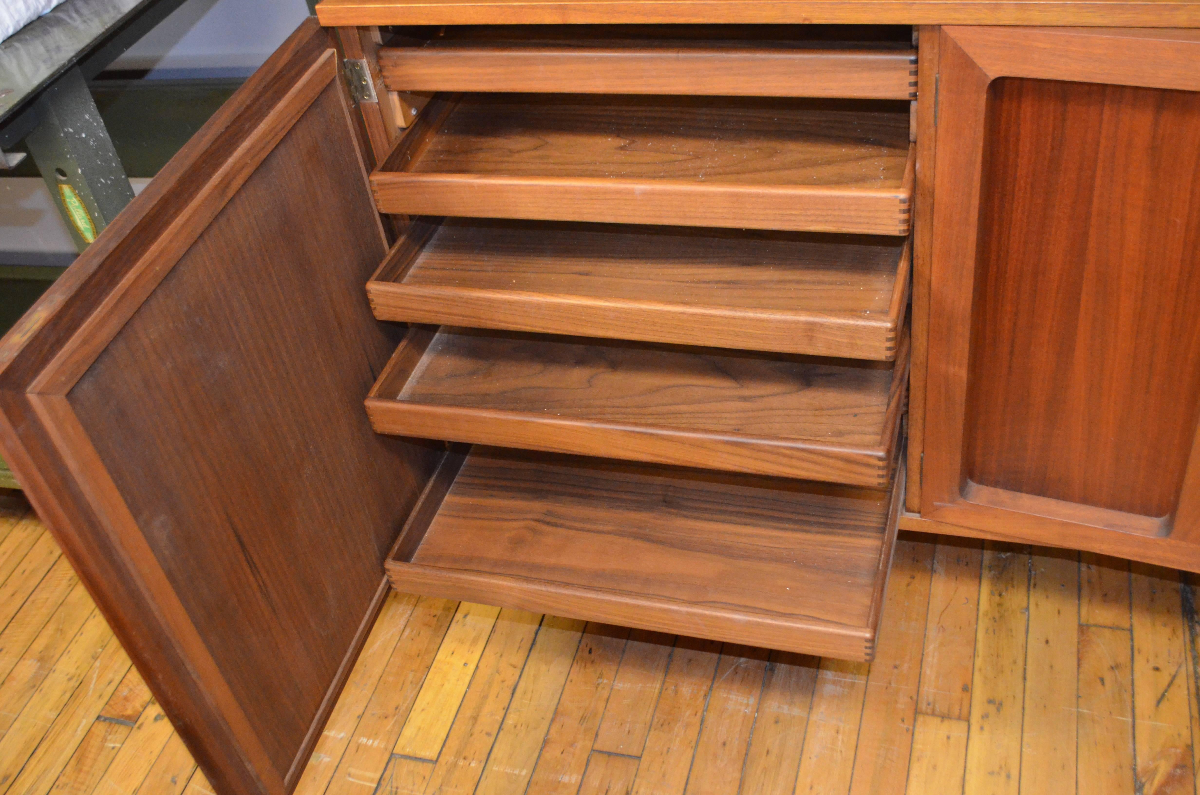 Credenza/Buffet of Teak by Karl-Erik Ekselius for J.O. Carlsson of Sweden In Excellent Condition In Madison, WI