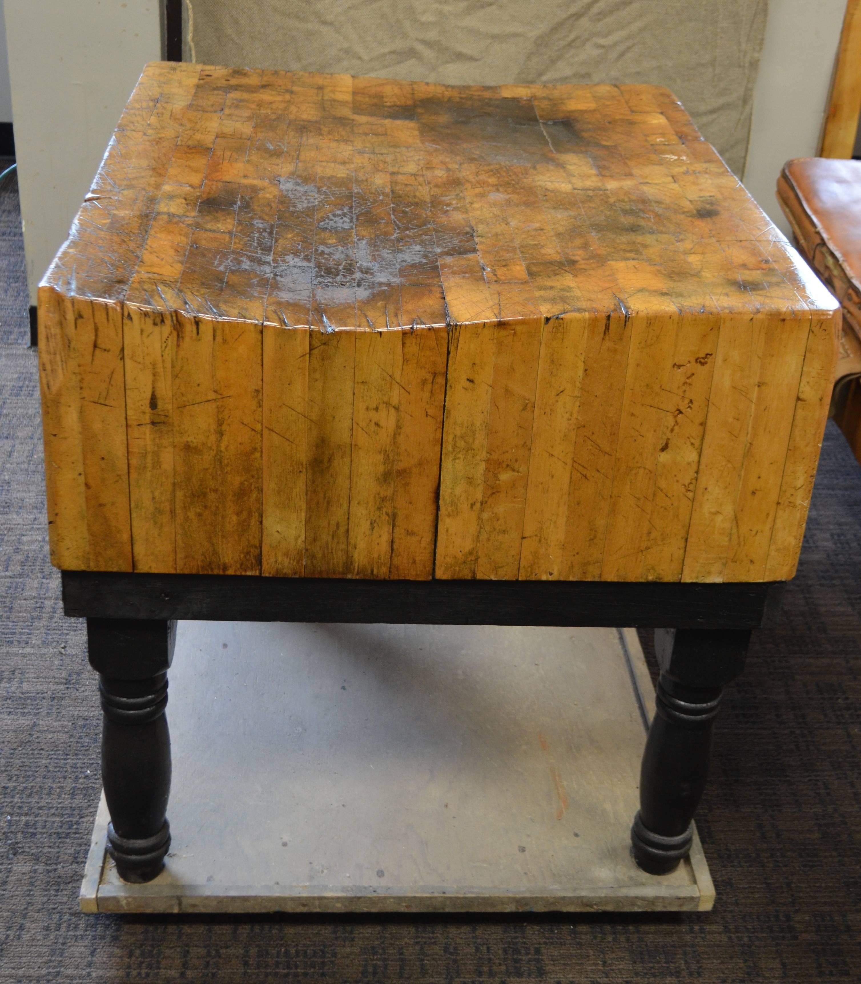 Late 19th Century, Maple Butcher Block from Small Town Meat Market In Excellent Condition In Madison, WI