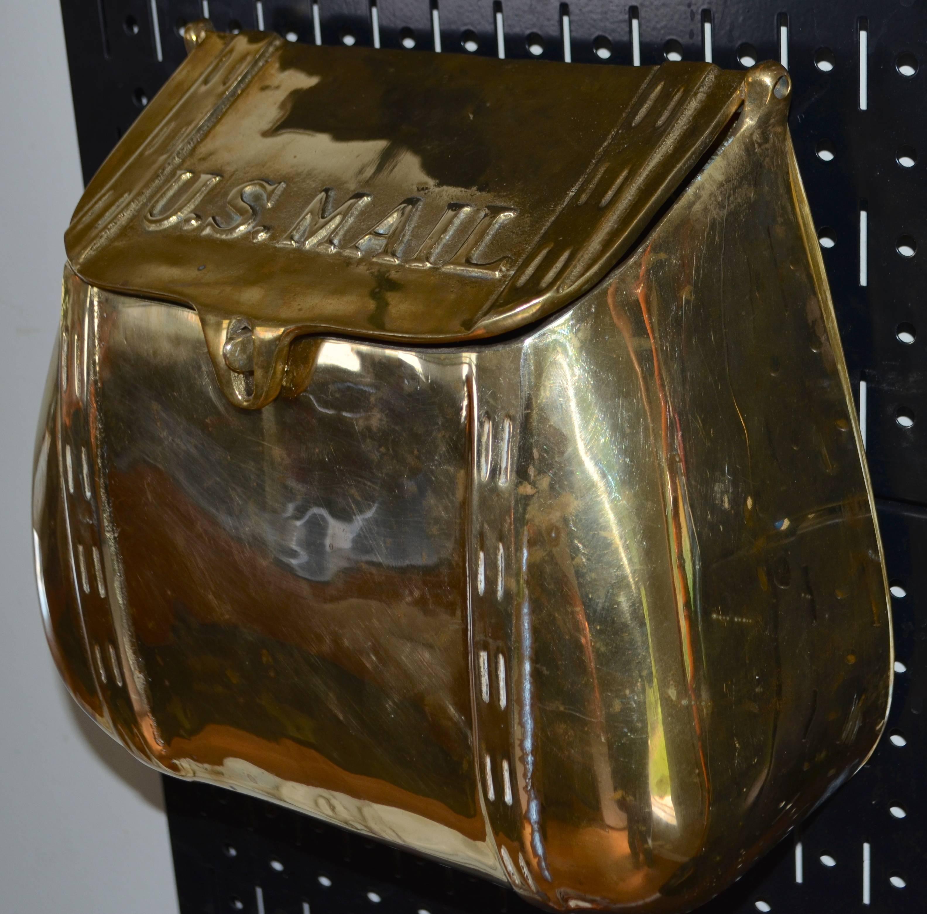 Mid-Century Modern Antique Saddlebag Mail Box Mailbox of Solid Brass