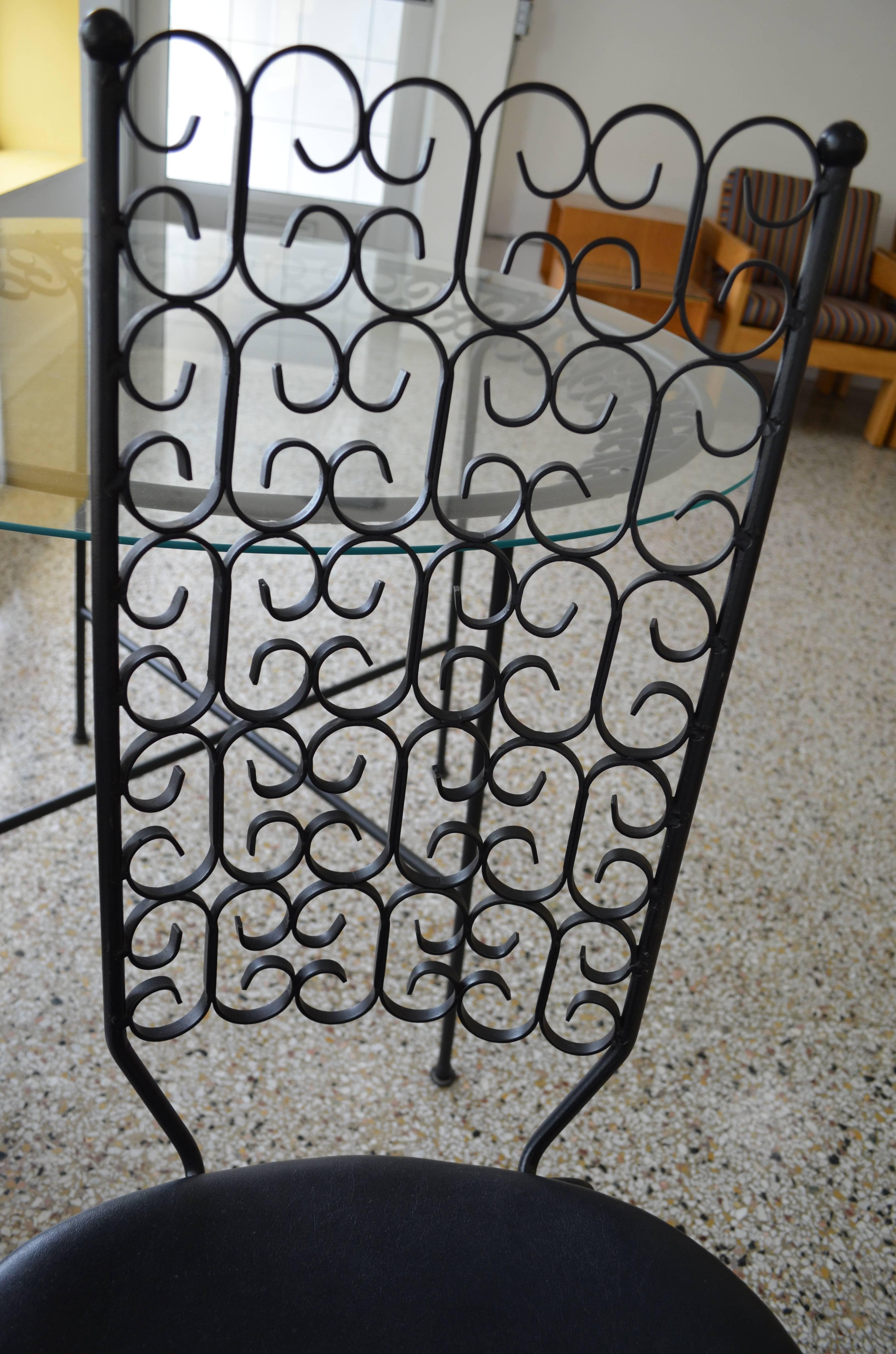 Arthur Umanoff Wrought Iron Patio Set, Table and Four Chairs 4