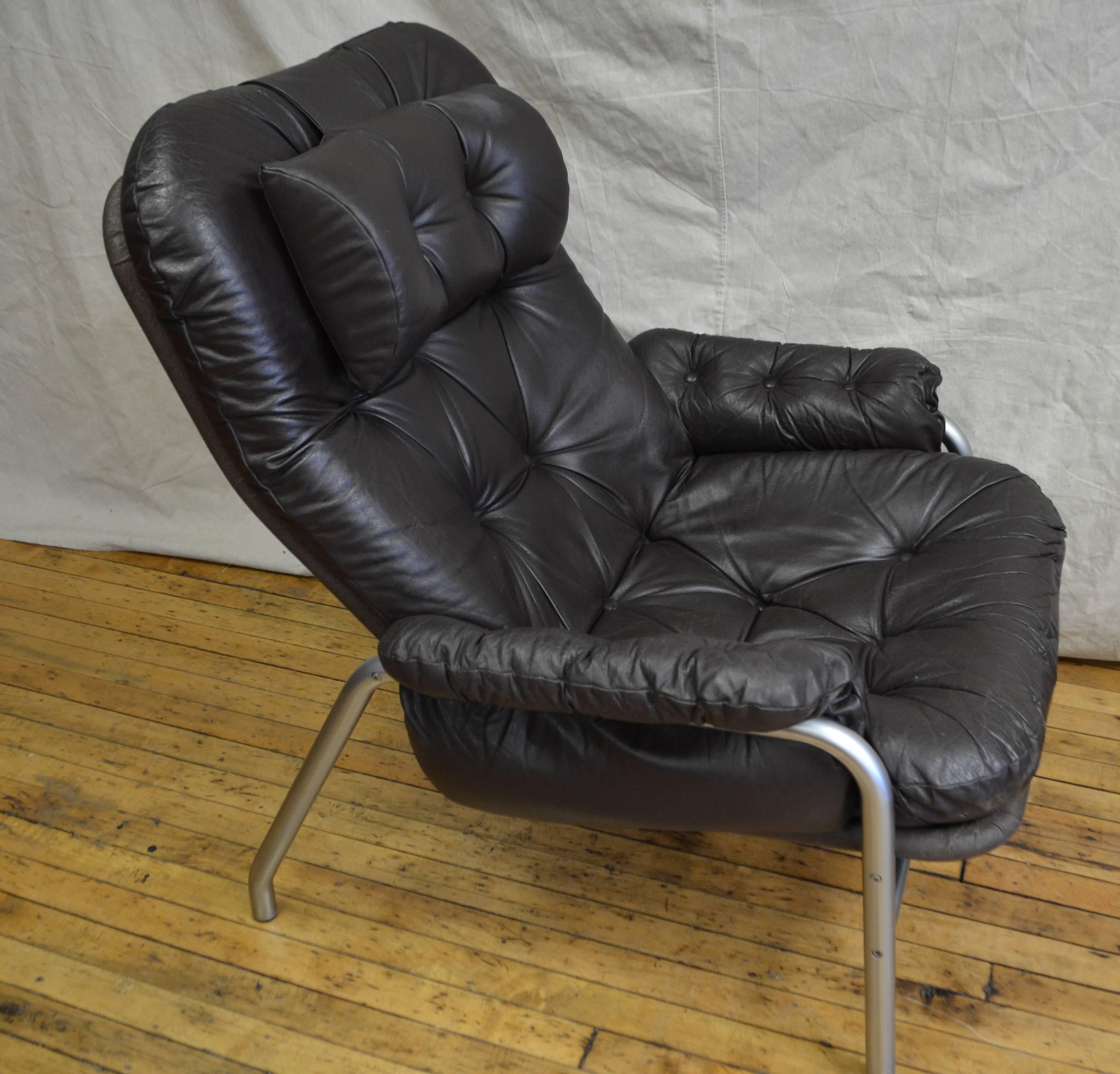 Leather Lounge Chair and Ottoman from France & Son, Designed by Arne Vodder