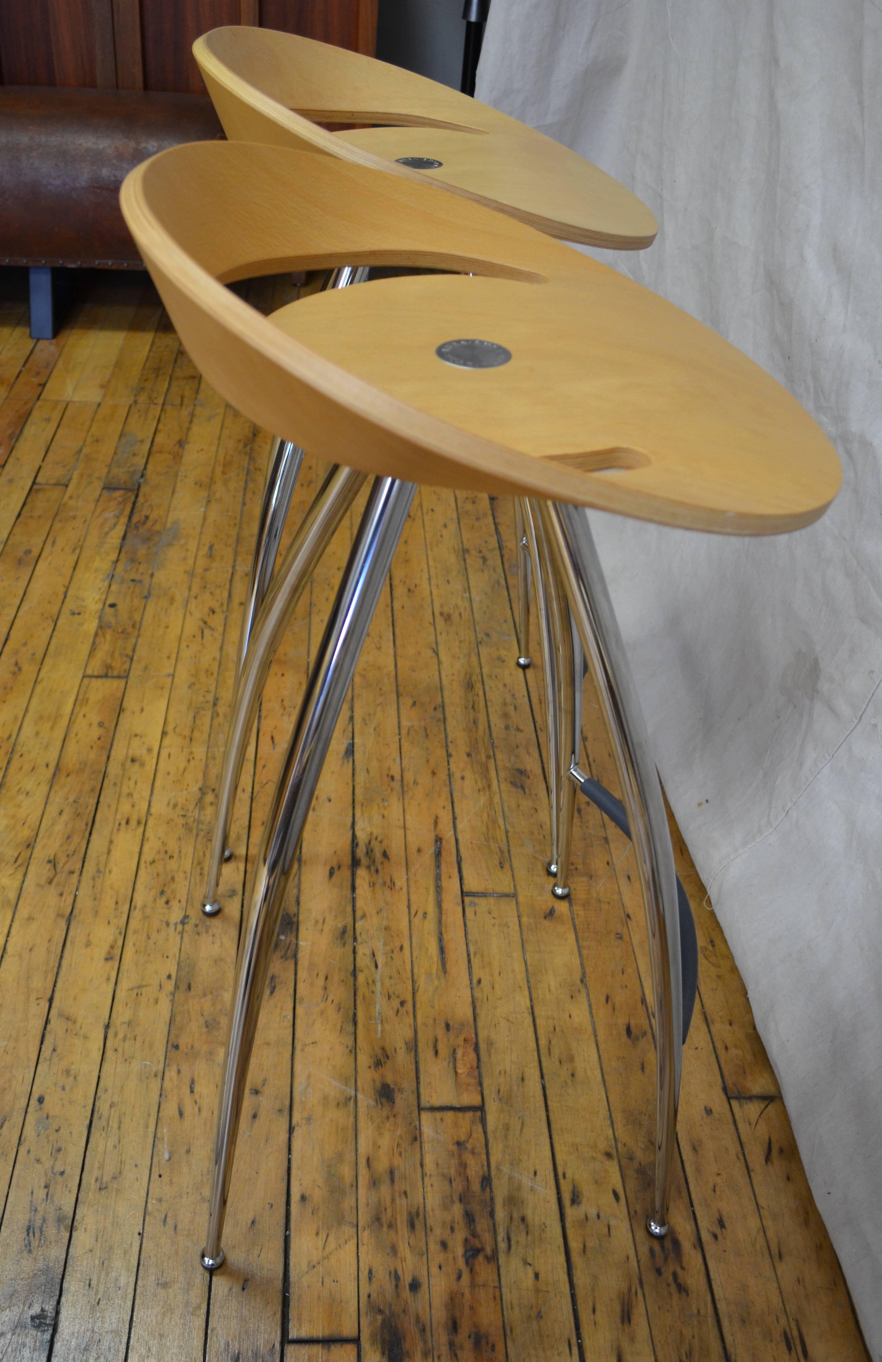 Pair of Lyra Stools by Magus Design of Italy, Distributed through Herman Miller In Excellent Condition In Madison, WI