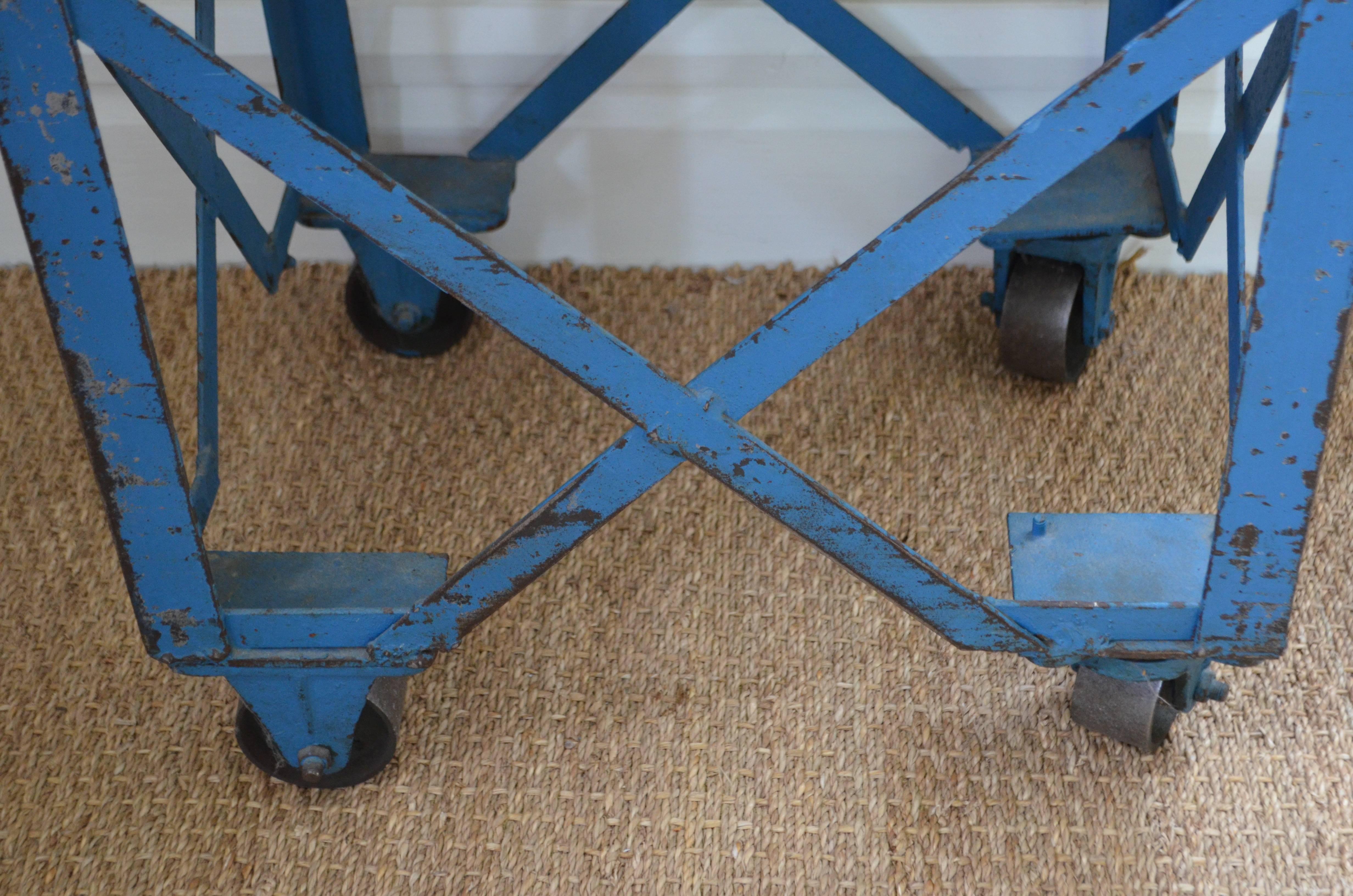 American Industrial Steel Table on Wheels with Concrete Top