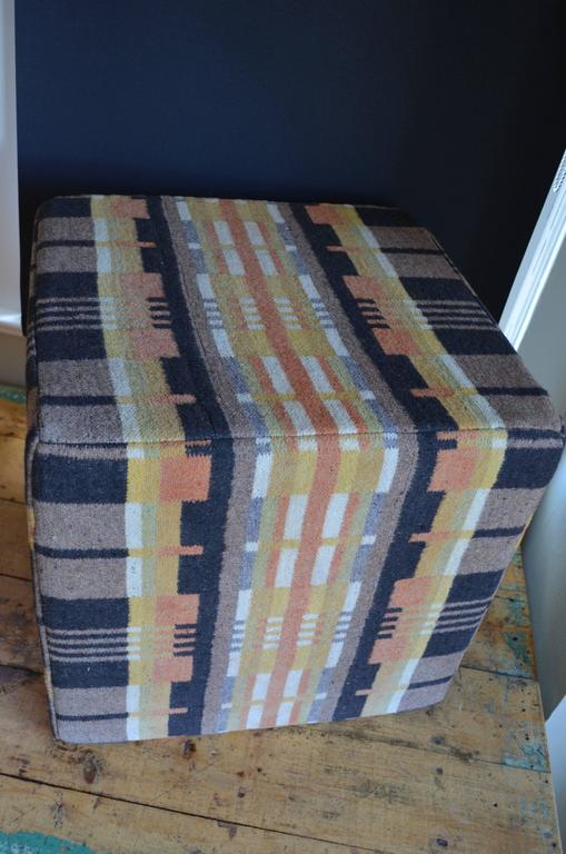 Antique Wool Carriage Horse Blanket as Pouf Ottoman at 1stDibs