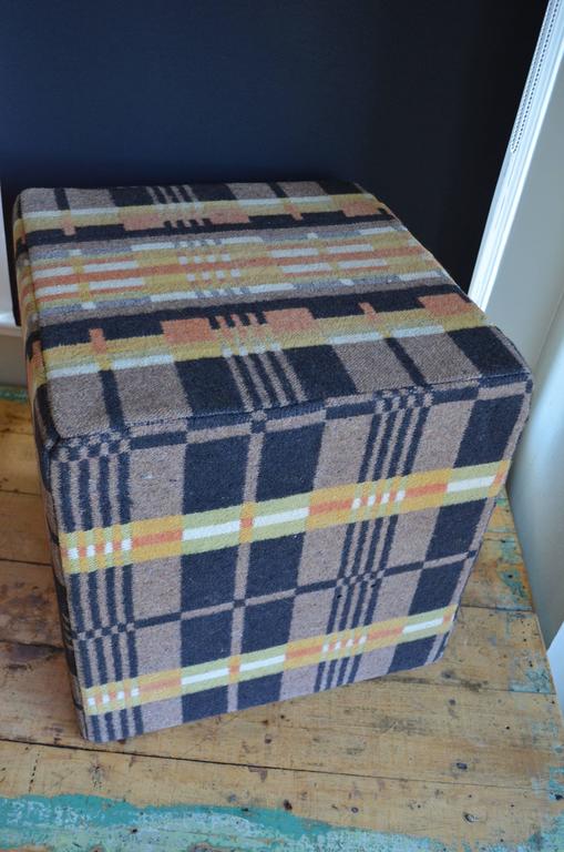 Antique Wool Carriage Horse Blanket as Pouf Ottoman at 1stDibs