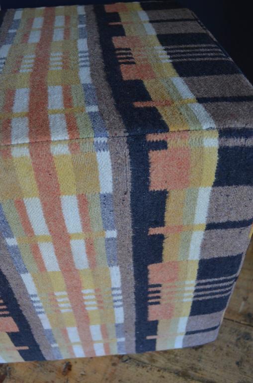 Antique Wool Carriage Horse Blanket as Pouf Ottoman at 1stDibs