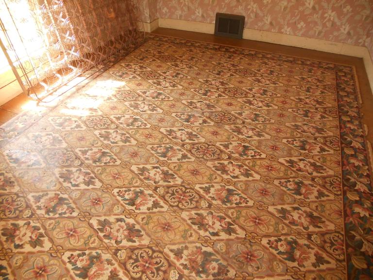 Linoleum Rug Carpet, circa 1940s; Three Available in Different Patterns