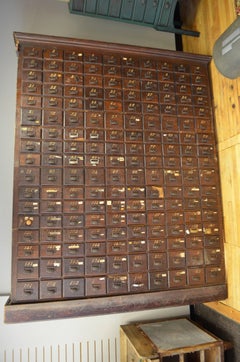 Late 18th Century, Oak Card Catalog File Cabinet Storage with 170 Drawers