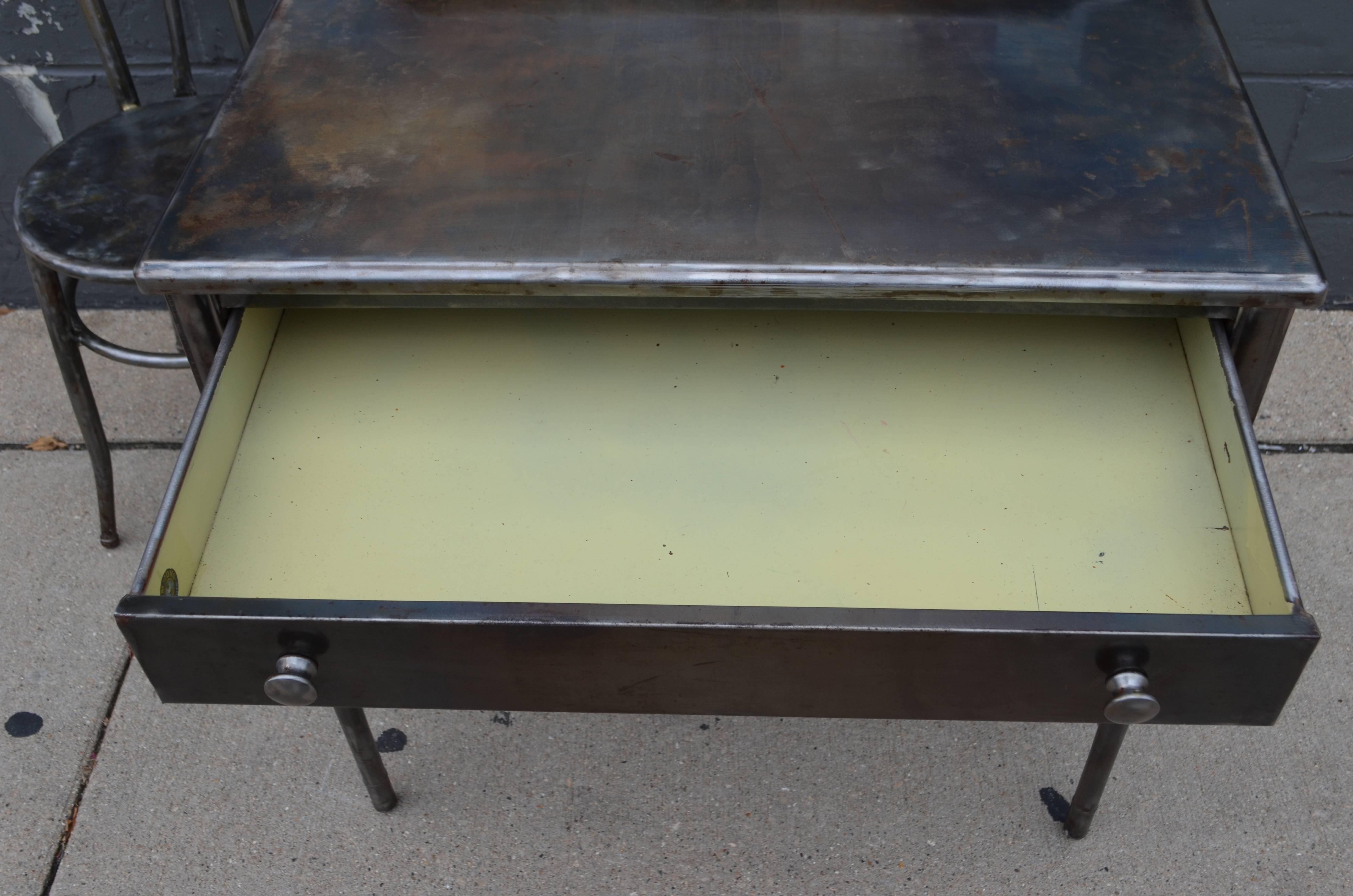 Mid-Century Simmons Steel Desk with Steel Chair Labelled Physicians' Nurses' 2