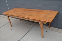 Early 1900s Ponderosa Pine Farm Dining Room Table with Folding Legs