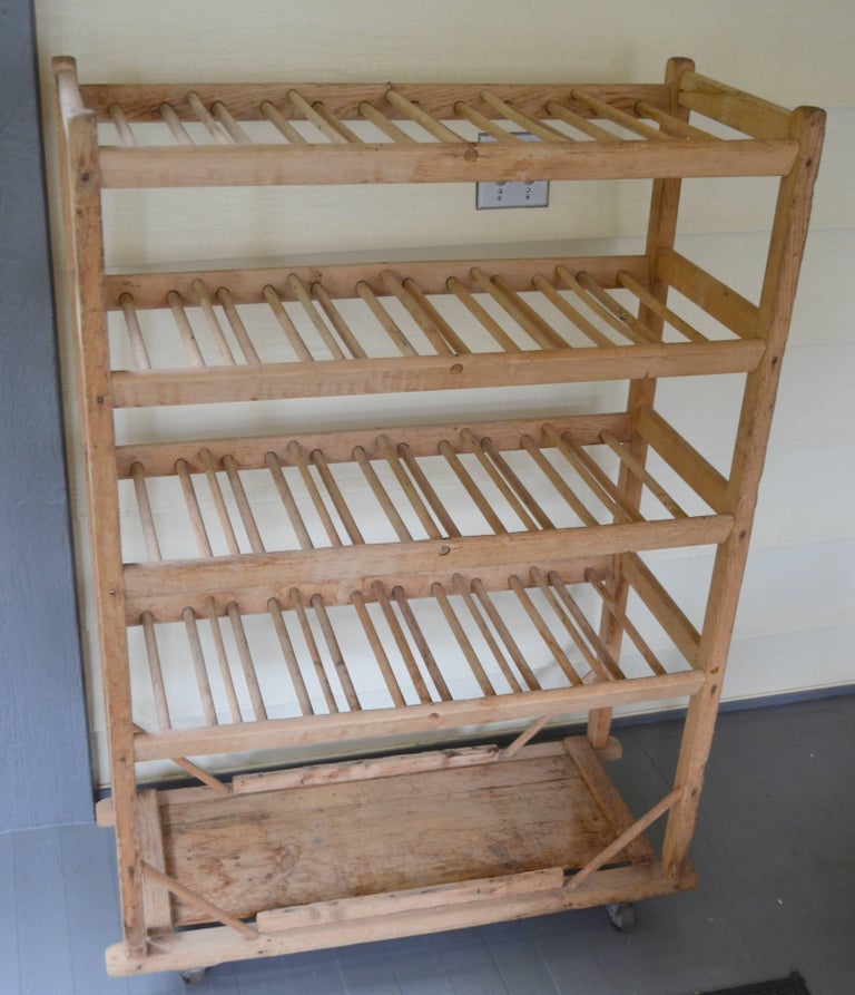 Baker's Rack / Bread Cart of Wood on Wheels for Bath or Kitchen or