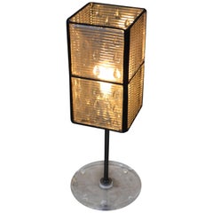 Table Lamp Made from Eight Glass Luxfer Tiles