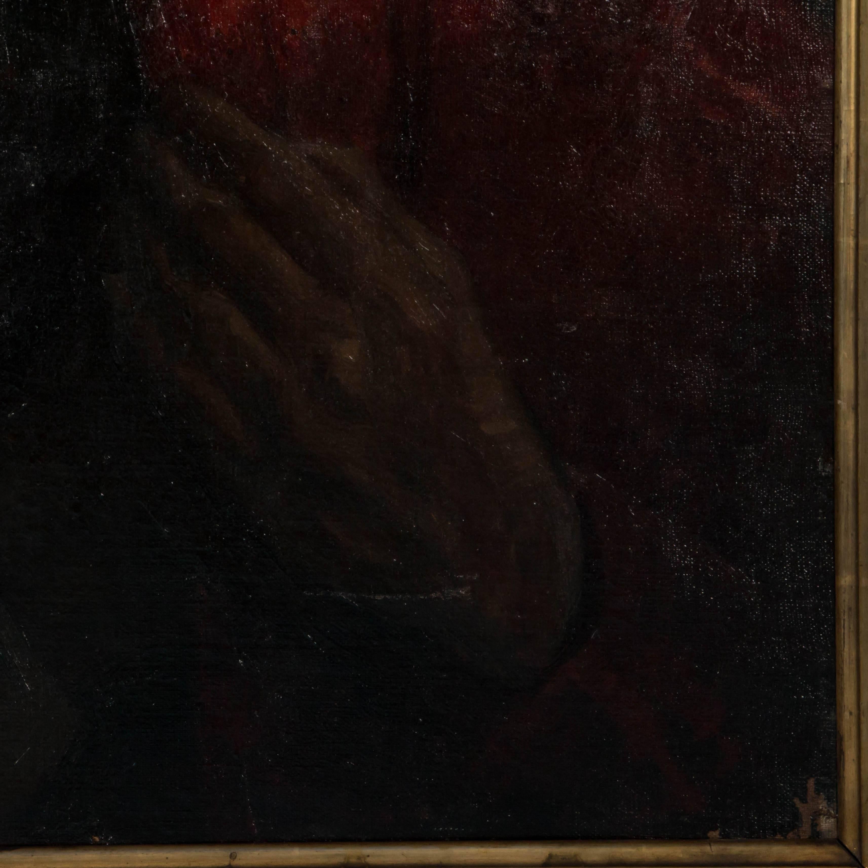 Danish Antique 19th Century Original Oil Painting Portrait by Sigurd Wandel For Sale