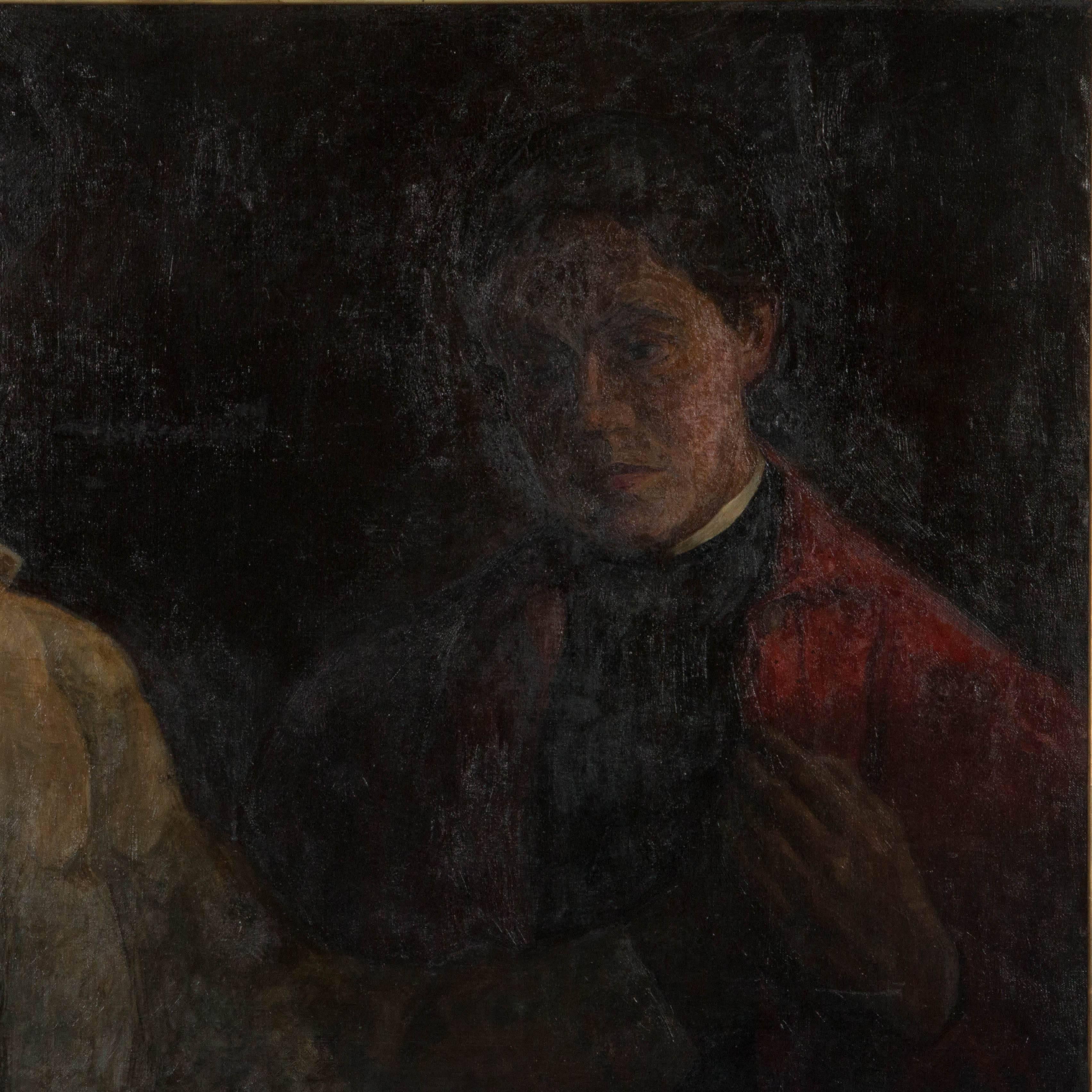 Original oil on canvas portrait of a mother and son by Sigurd Wandel (1875-1943). The painting is mounted in a giltwood and gesso frame and penciled on the back stretcher, mother and son Sigurd Wandel. Please take a moment to enlarge the photos to
