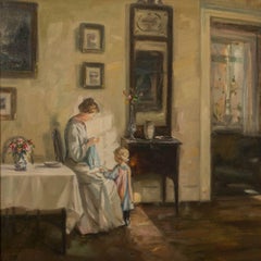 Original Oil on Canvas Painting, Mother and Child by Michael Stephanov