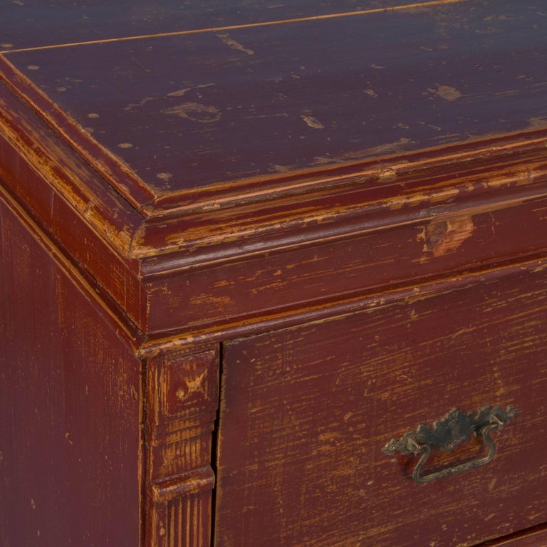 Original Brick Red Painted Chest Of Drawers From Hungary 19th