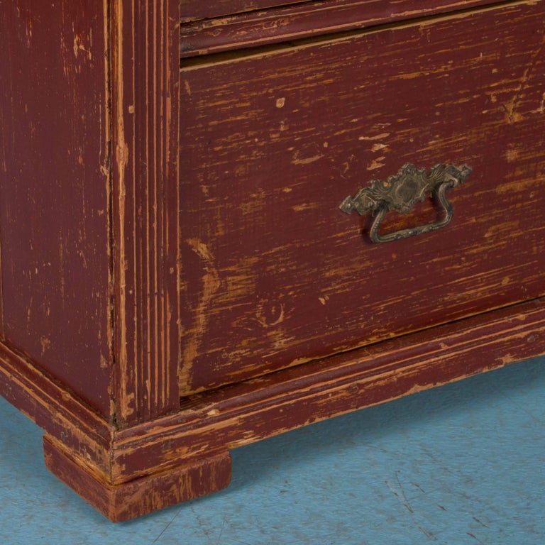 Original Brick Red Painted Chest Of Drawers From Hungary 19th