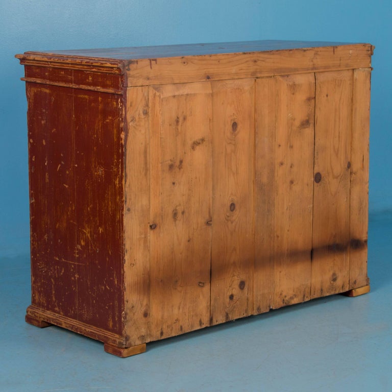 Original Brick Red Painted Chest Of Drawers From Hungary 19th