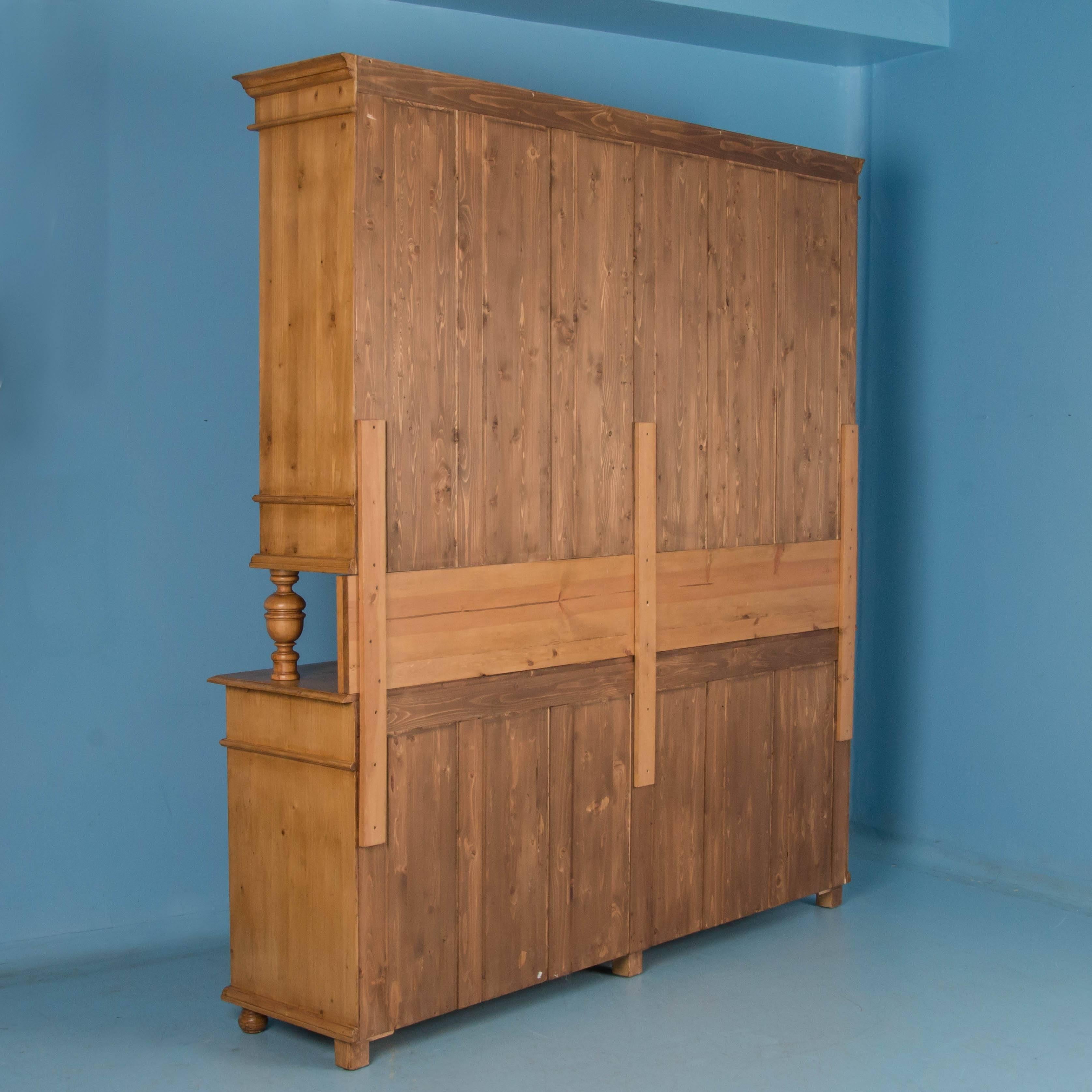 Large English Pine Breakfront Bookcase Display Cabinet 1