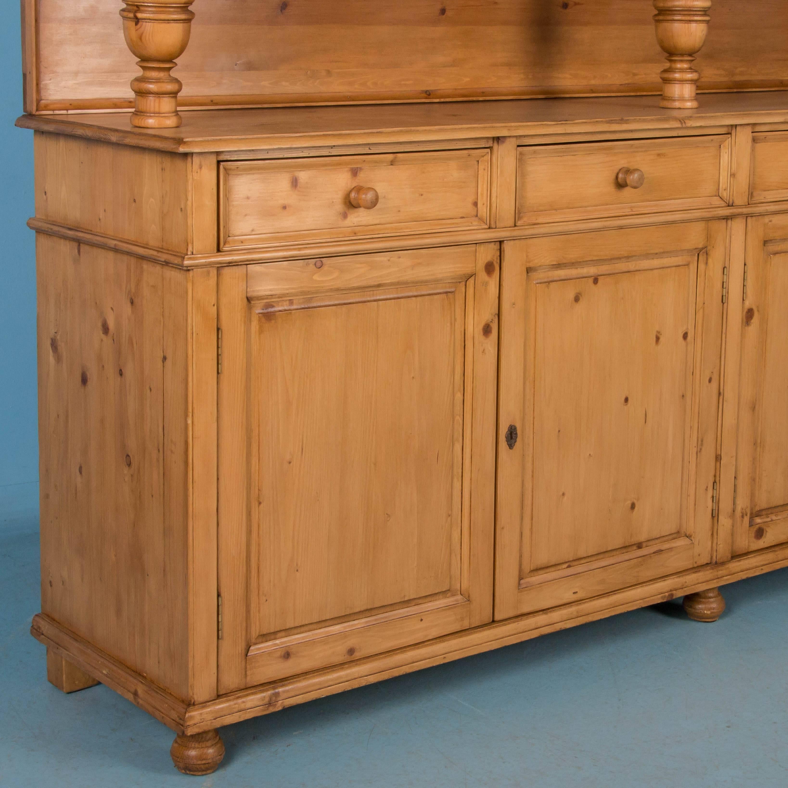 Large English Pine Breakfront Bookcase Display Cabinet 5