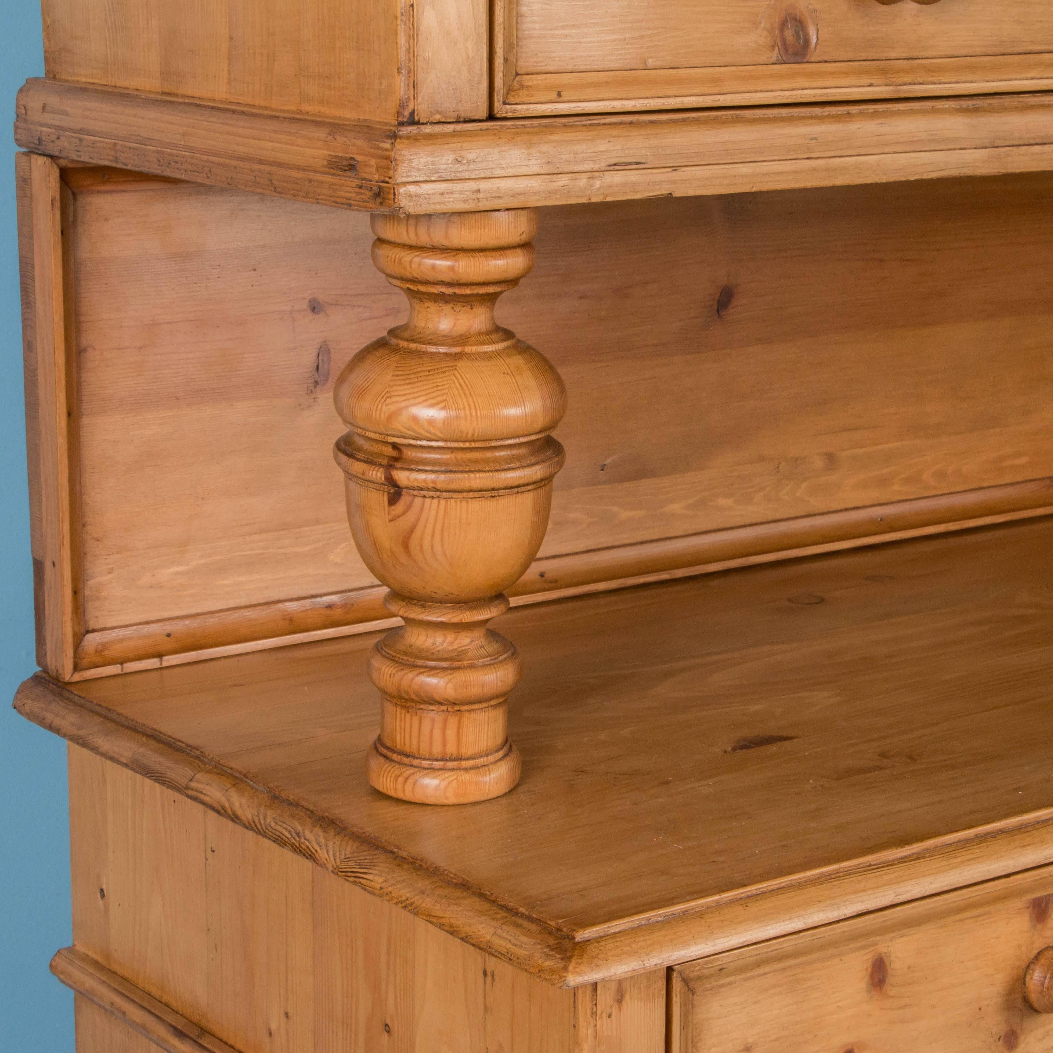 Large English Pine Breakfront Bookcase Display Cabinet 3