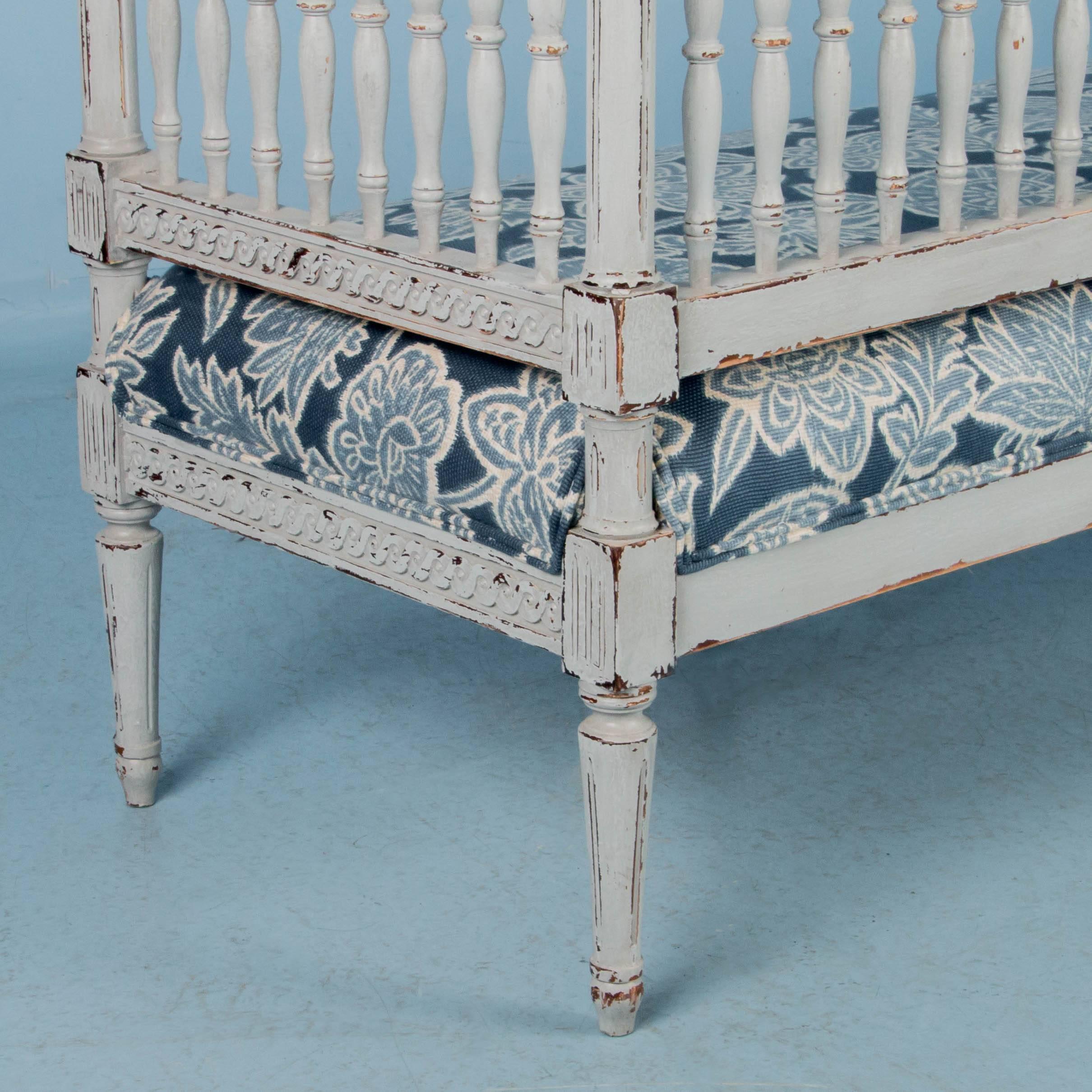 Swedish Gustavian Bench Painted Gray, Antique, 19th Century 3