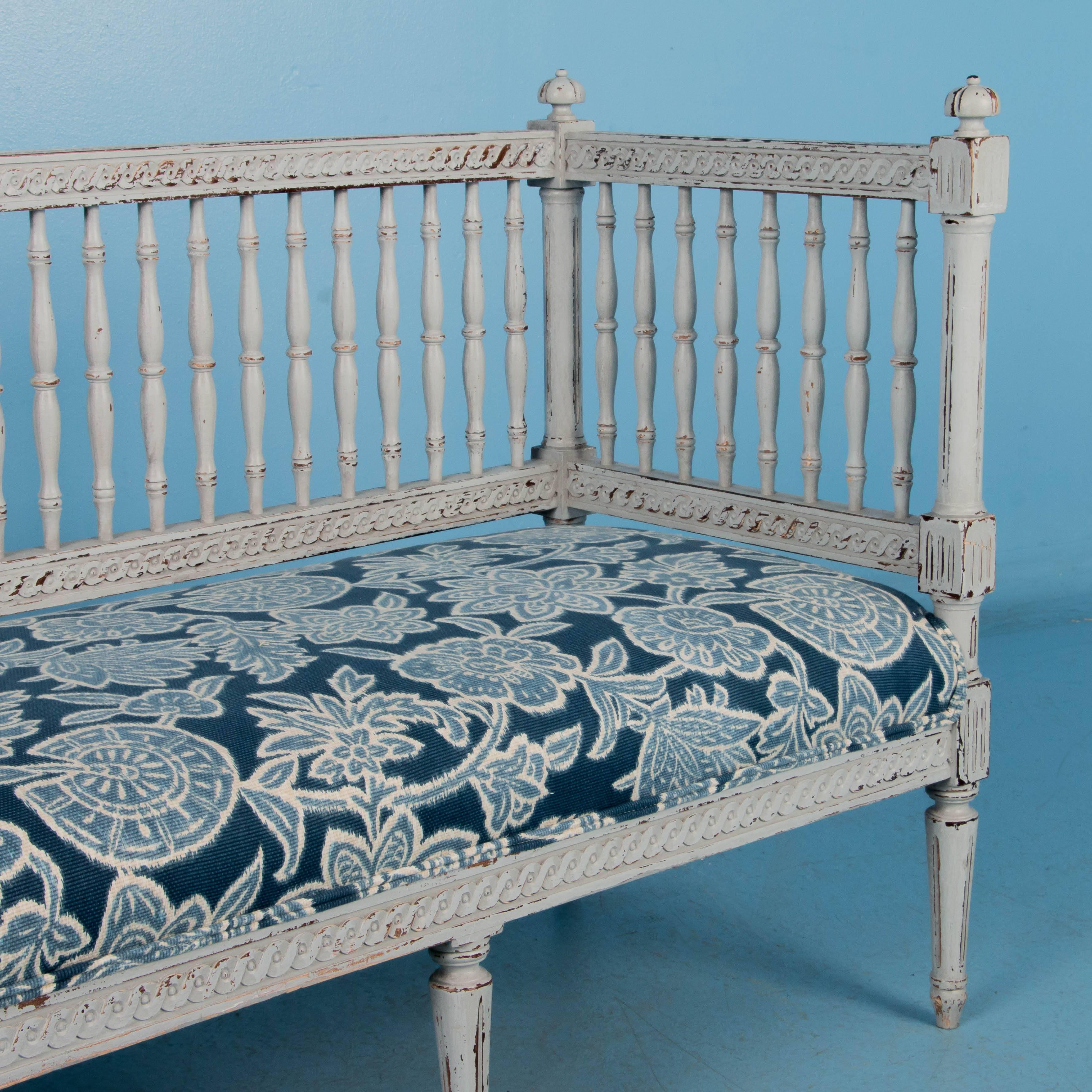 Swedish Gustavian Bench Painted Gray, Antique, 19th Century 2