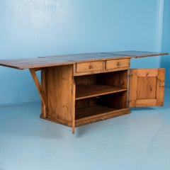 Unusual Antique Pine Cabinet with Drop Leaf Table