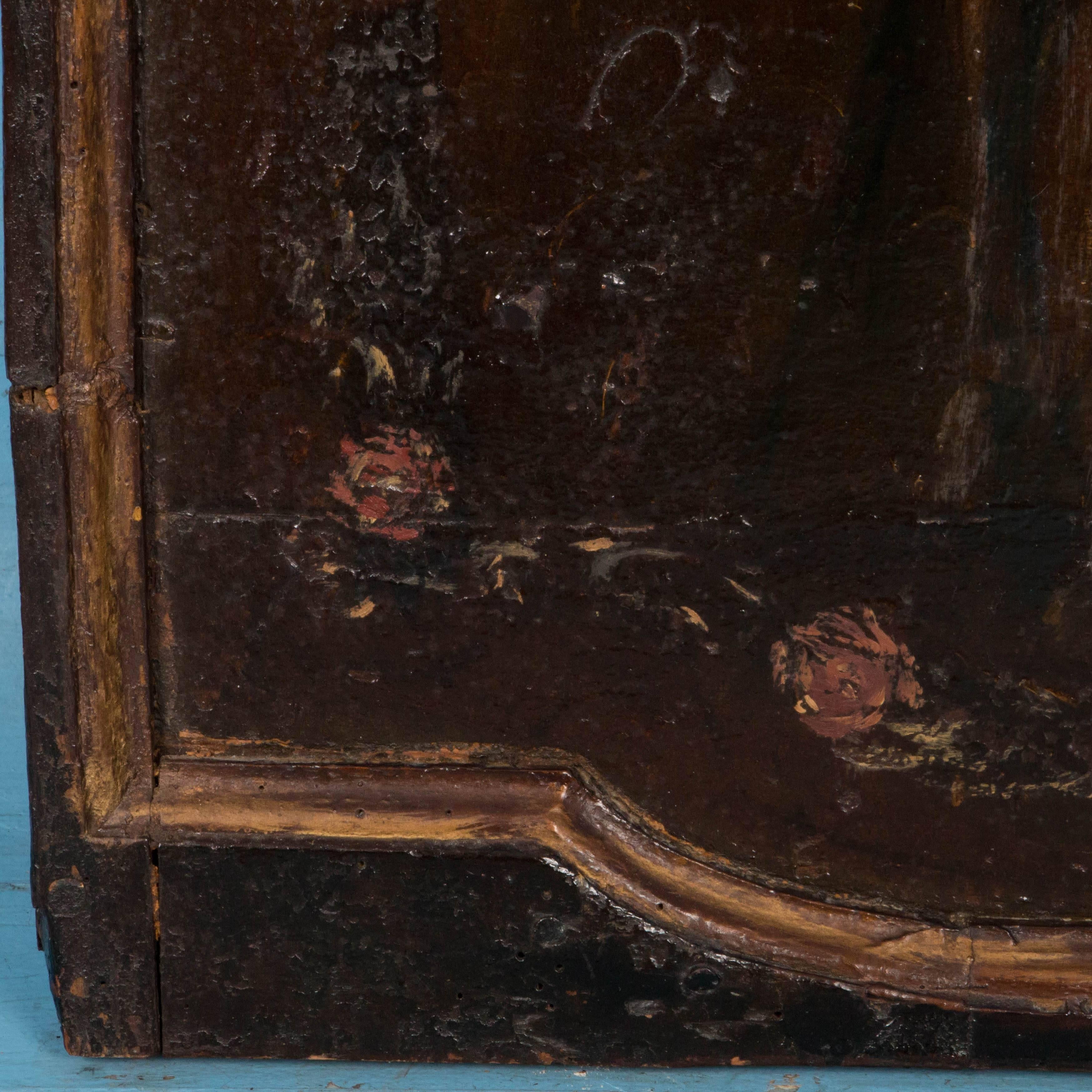 antique painting on wood