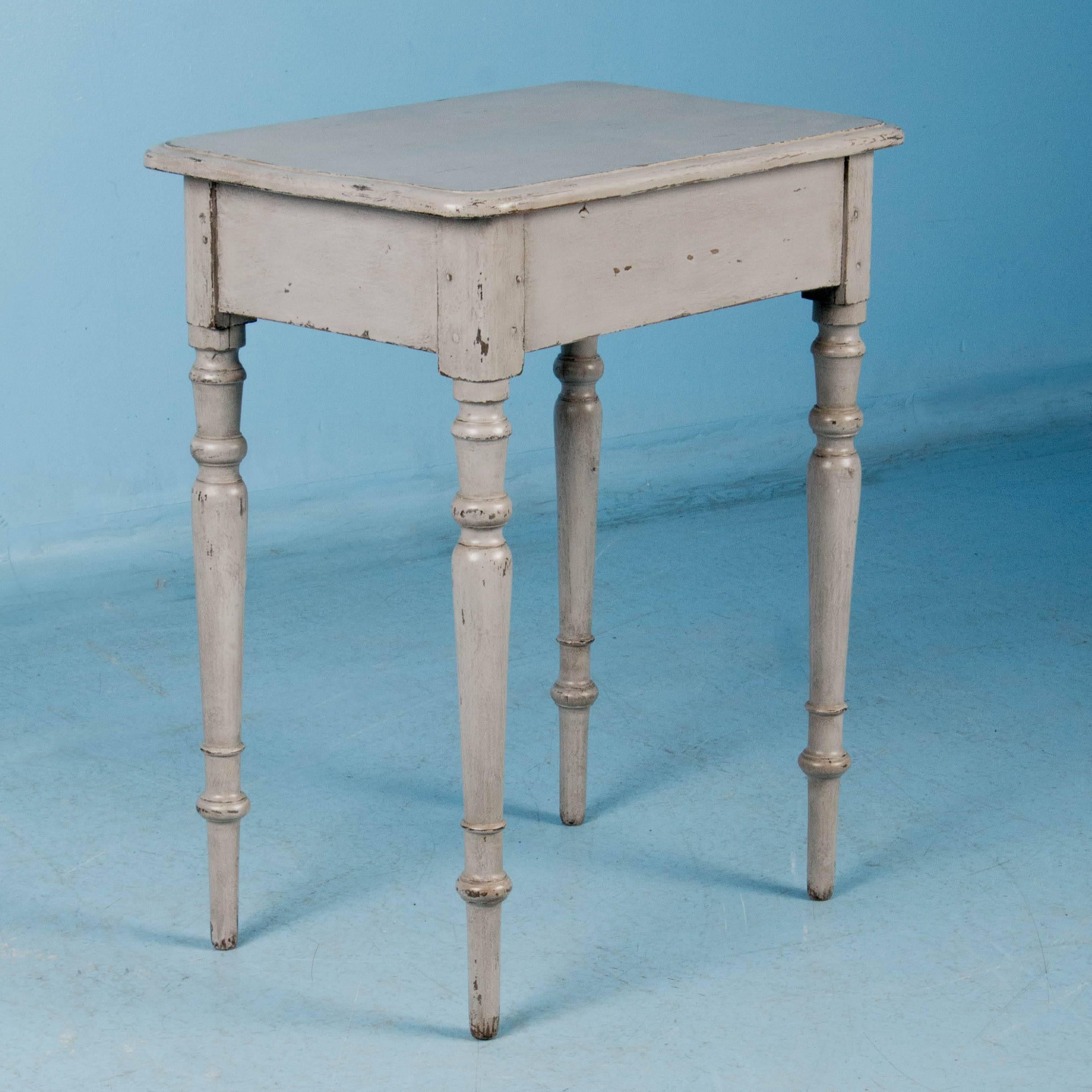 Small Antique Danish Country Side Table Painted Gray In Good Condition In Round Top, TX