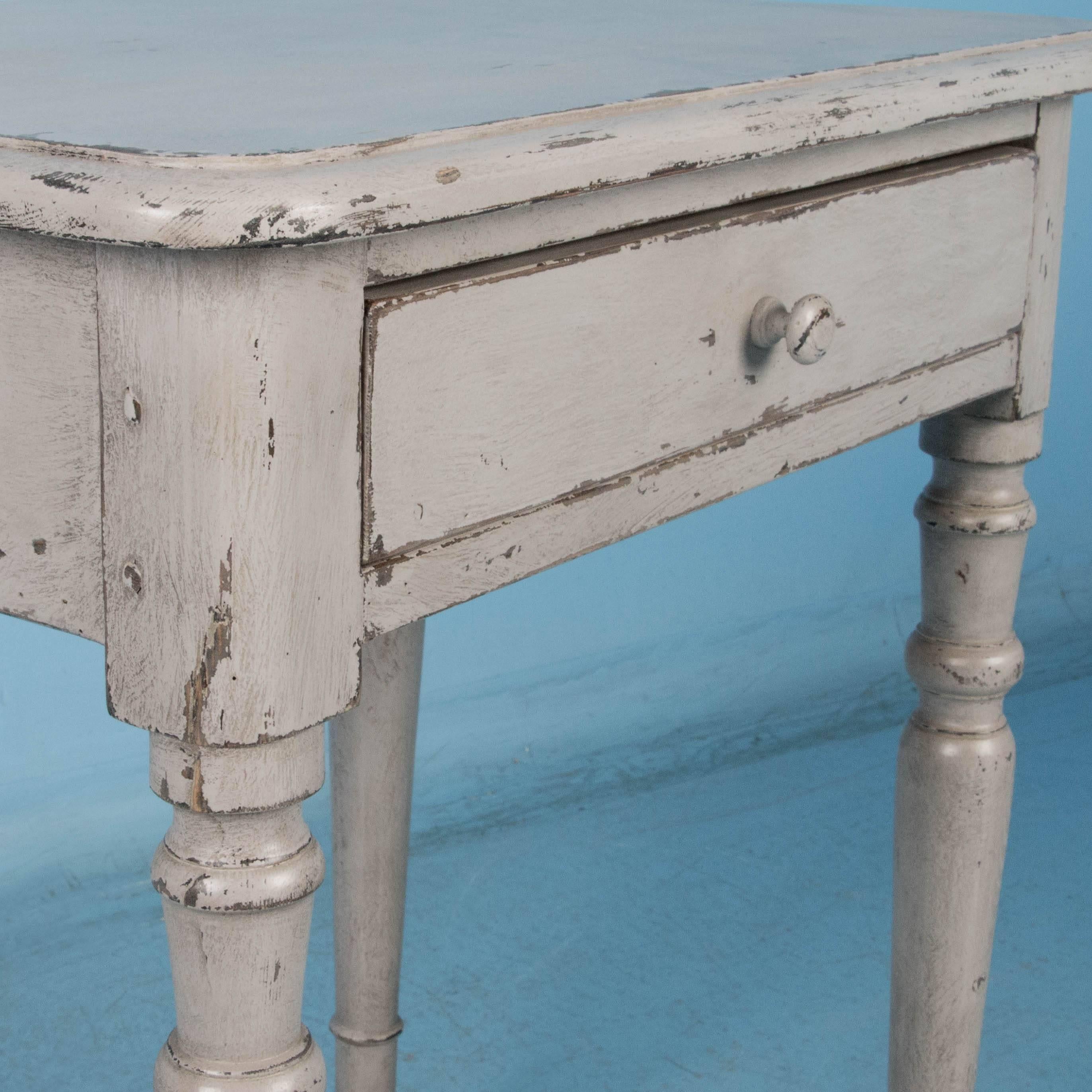 19th Century Small Antique Danish Country Side Table Painted Gray